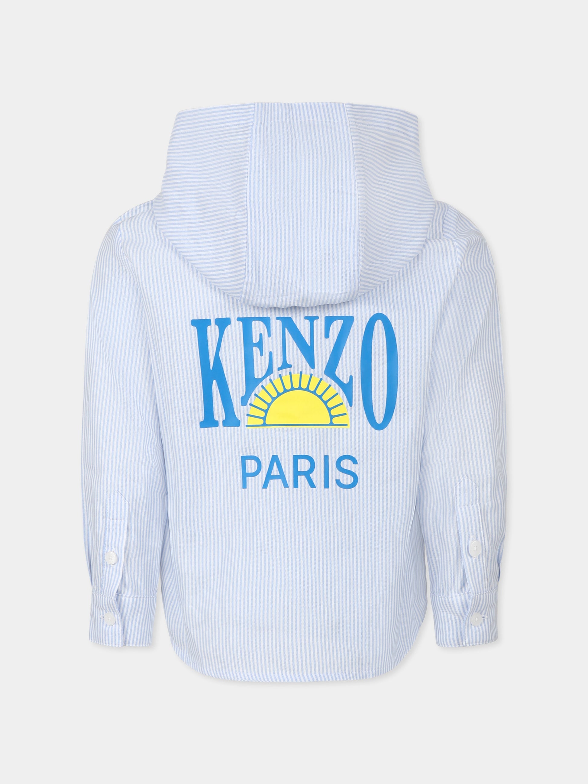 Camicia celeste per bambino con logo,Kenzo Kids,K61093 77L