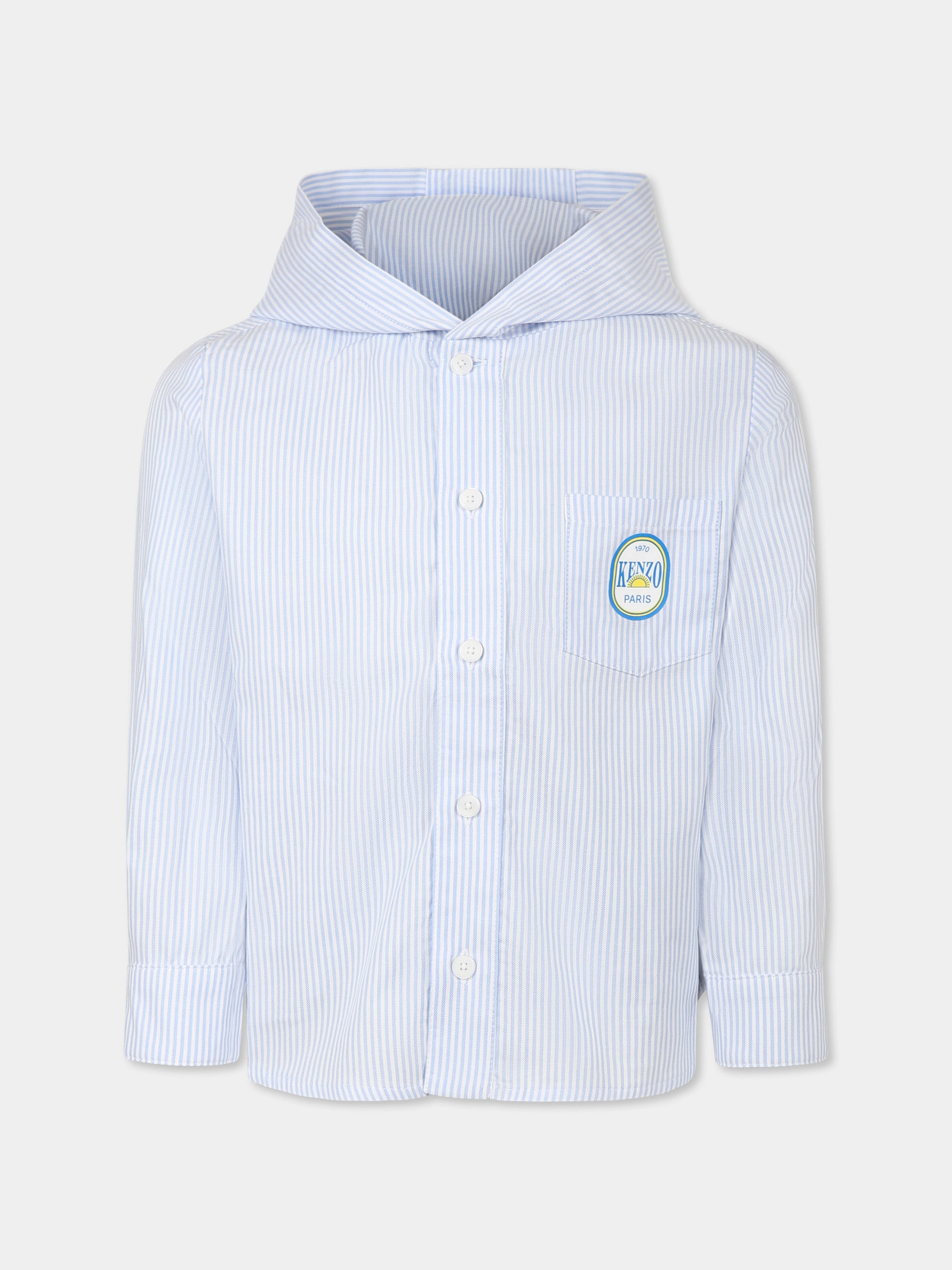 Camicia celeste per bambino con logo,Kenzo Kids,K61093 77L