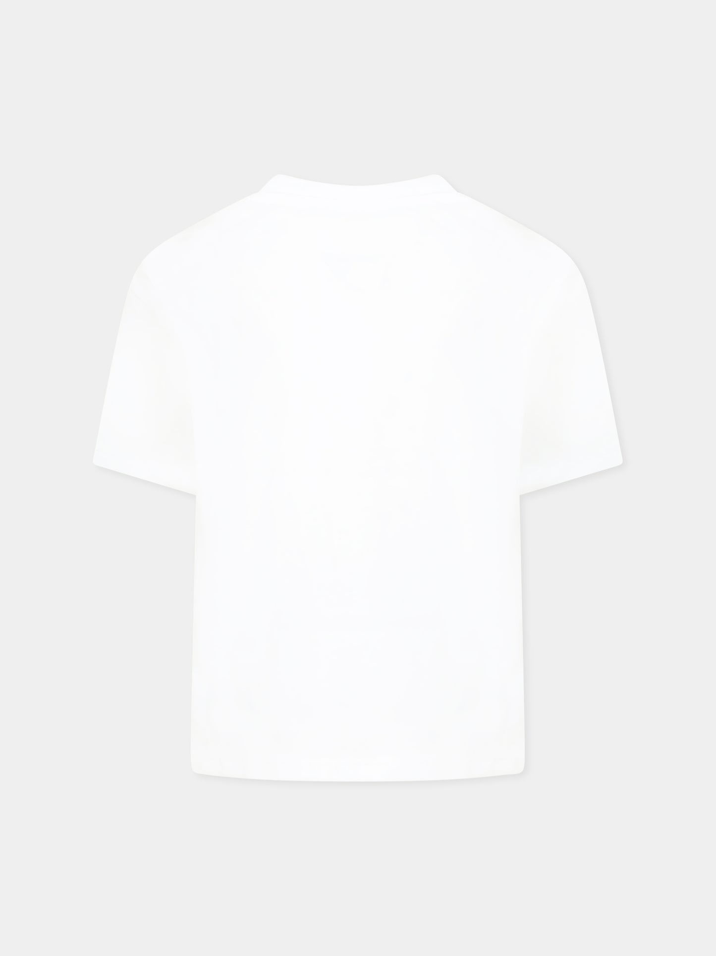 T-shirt bianca per bambina con Lucky Tiger e logo nero