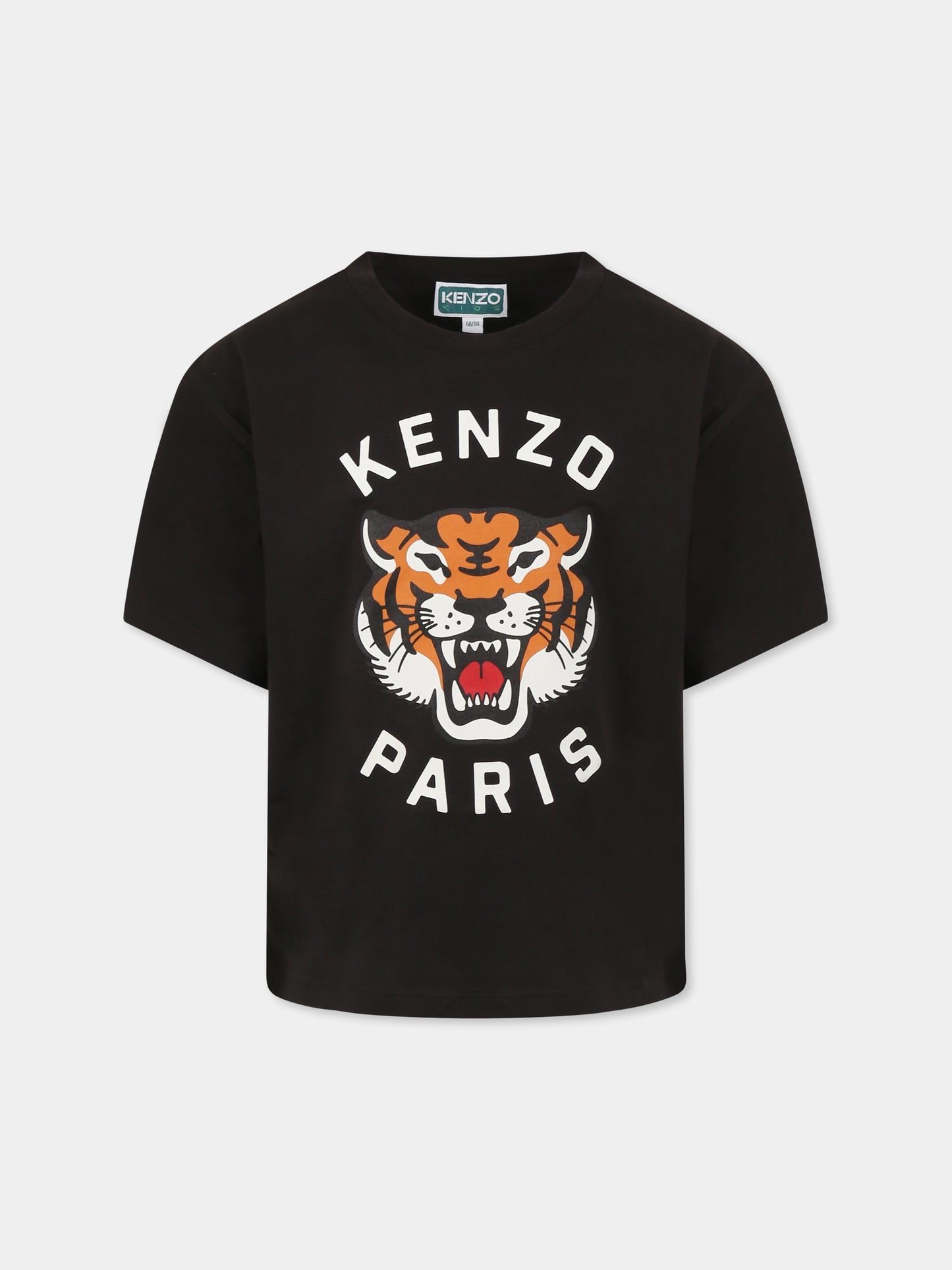 T-shirt grigia per bambini con Lucky Tiger,Kenzo Kids,K61137 095
