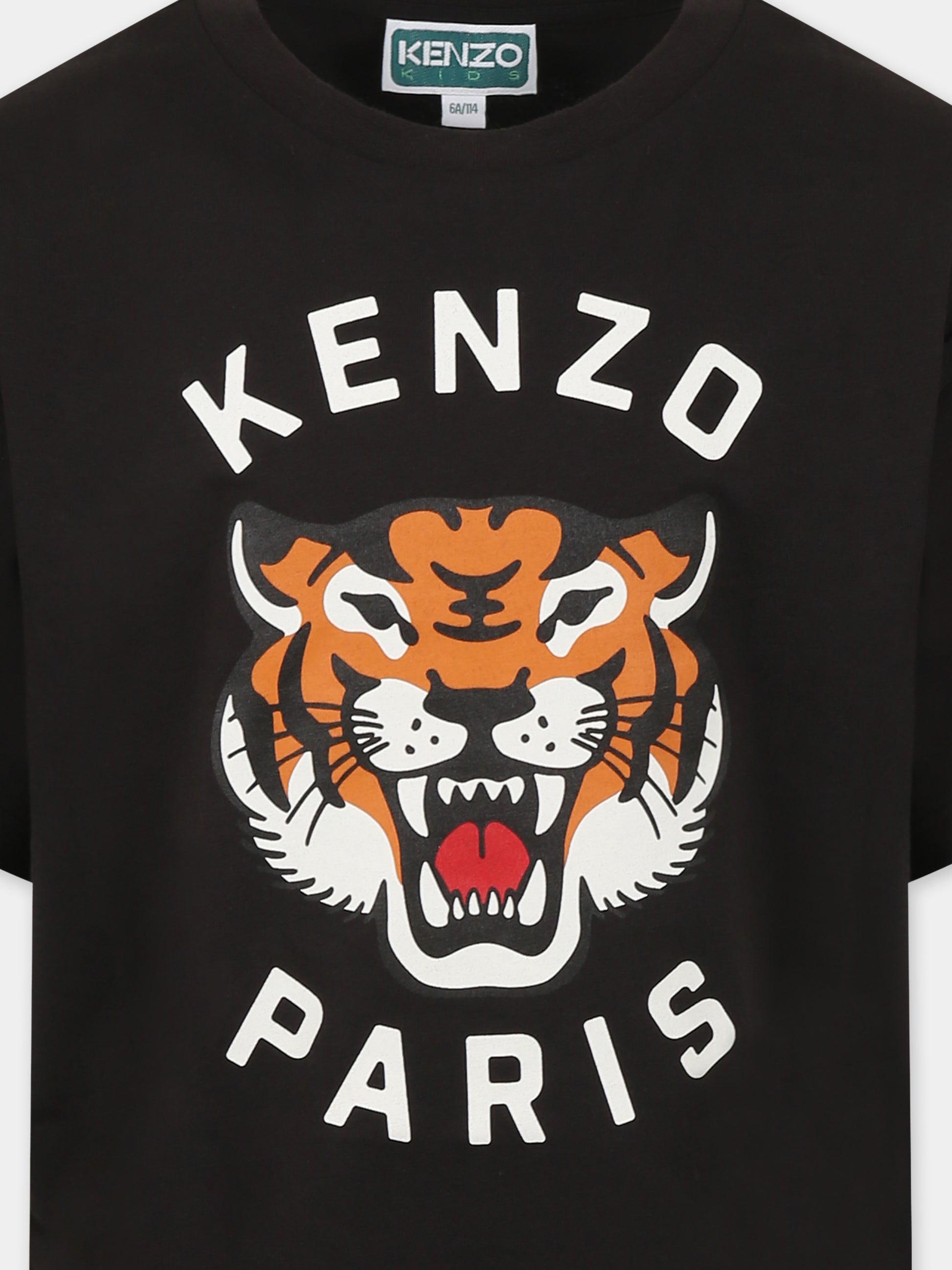 T-shirt grigia per bambini con Lucky Tiger,Kenzo Kids,K61137 095