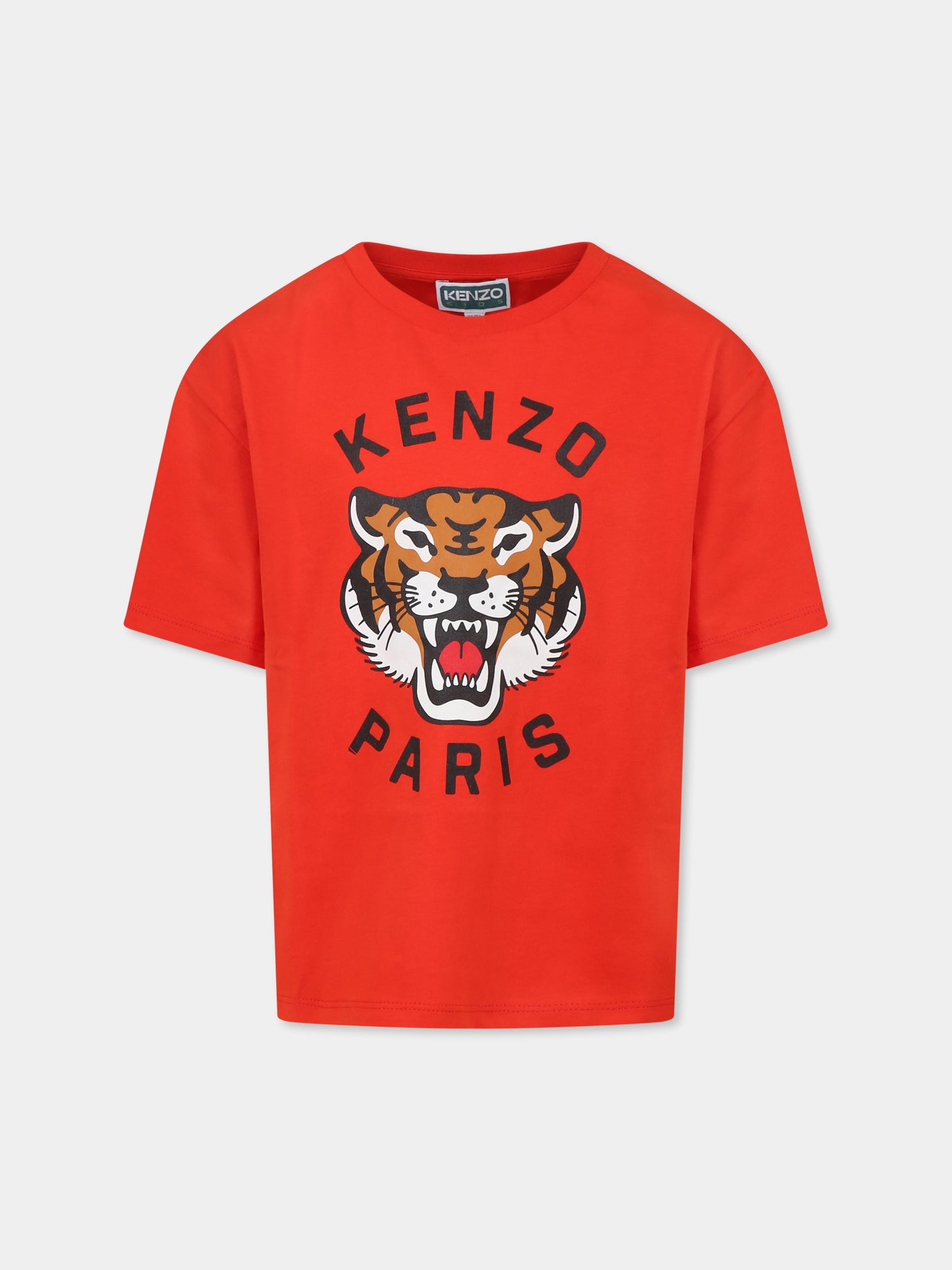 T-shirt rossa per bambini con Lucky Tiger