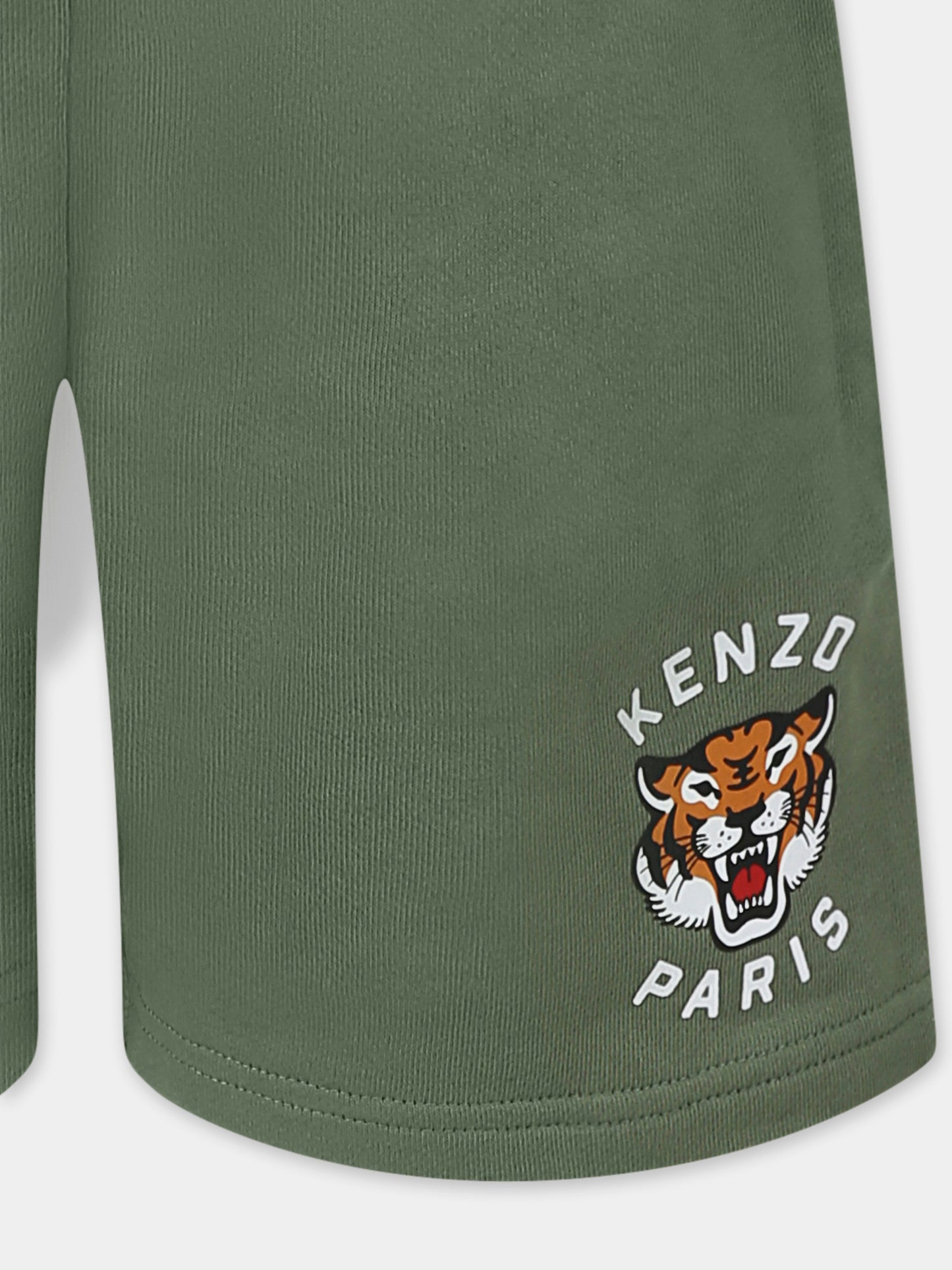 Shorts verdi per bambino con Lucky Tiger,Kenzo Kids,K61122 64S