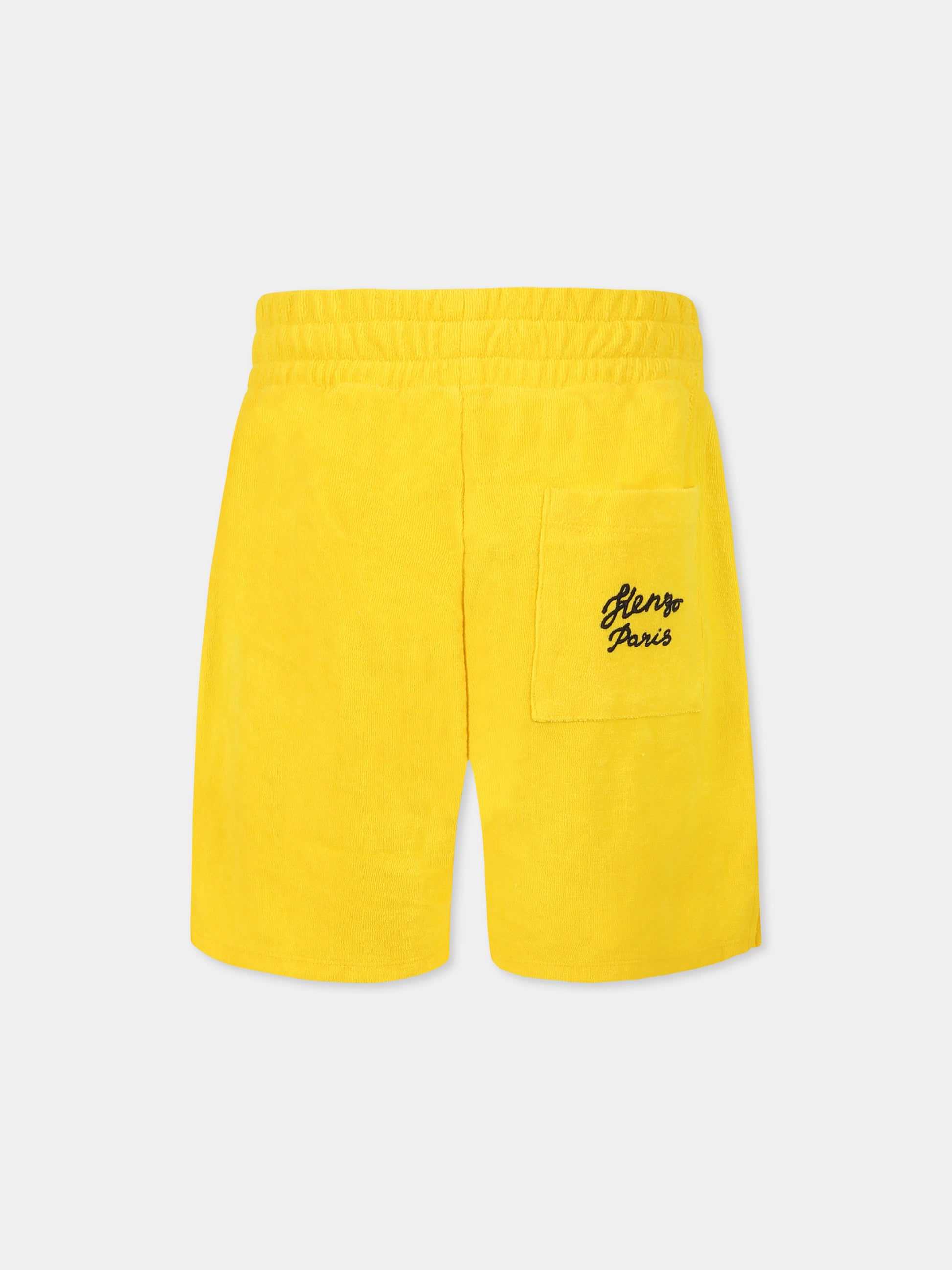 Shorts gialli per bambino con logo nero,Kenzo Kids,K61128 525