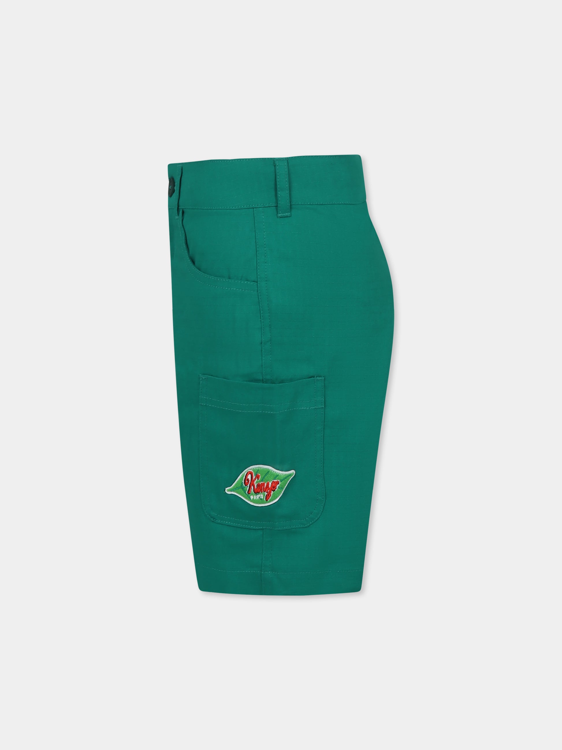 Shorts verdi per bambino con logo,Kenzo Kids,K60906 674