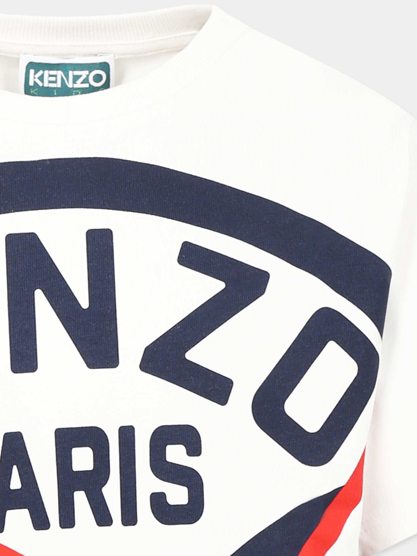 T-shirt bianca per bambino con stampa Kenzo Seigaiha