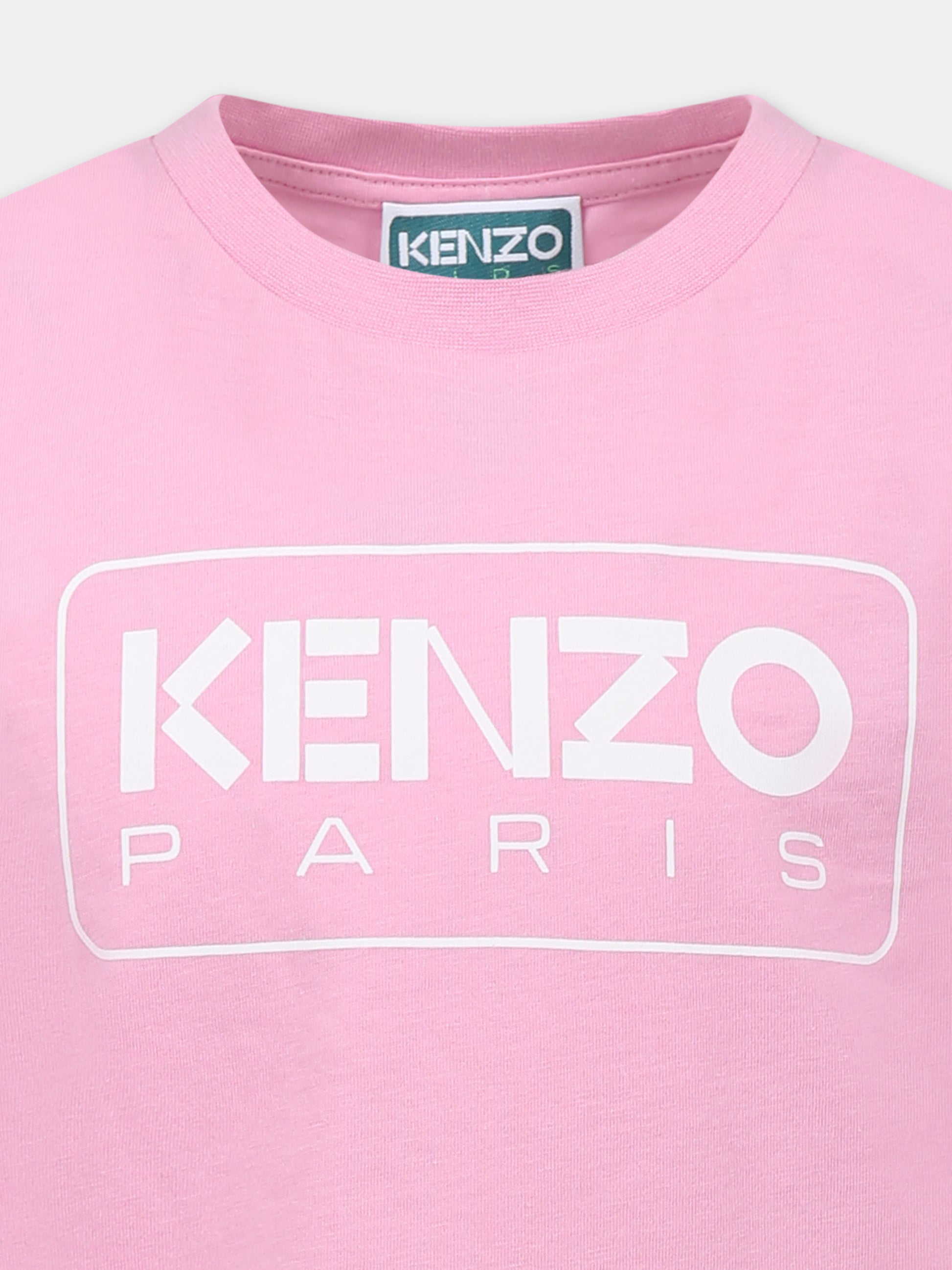 Vestito rosa per bambina con logo,Kenzo Kids,K61021 465