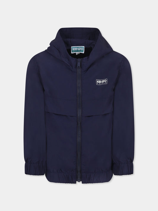Giacca a vento blu per bambini con logo,Kenzo Kids,K61155 848