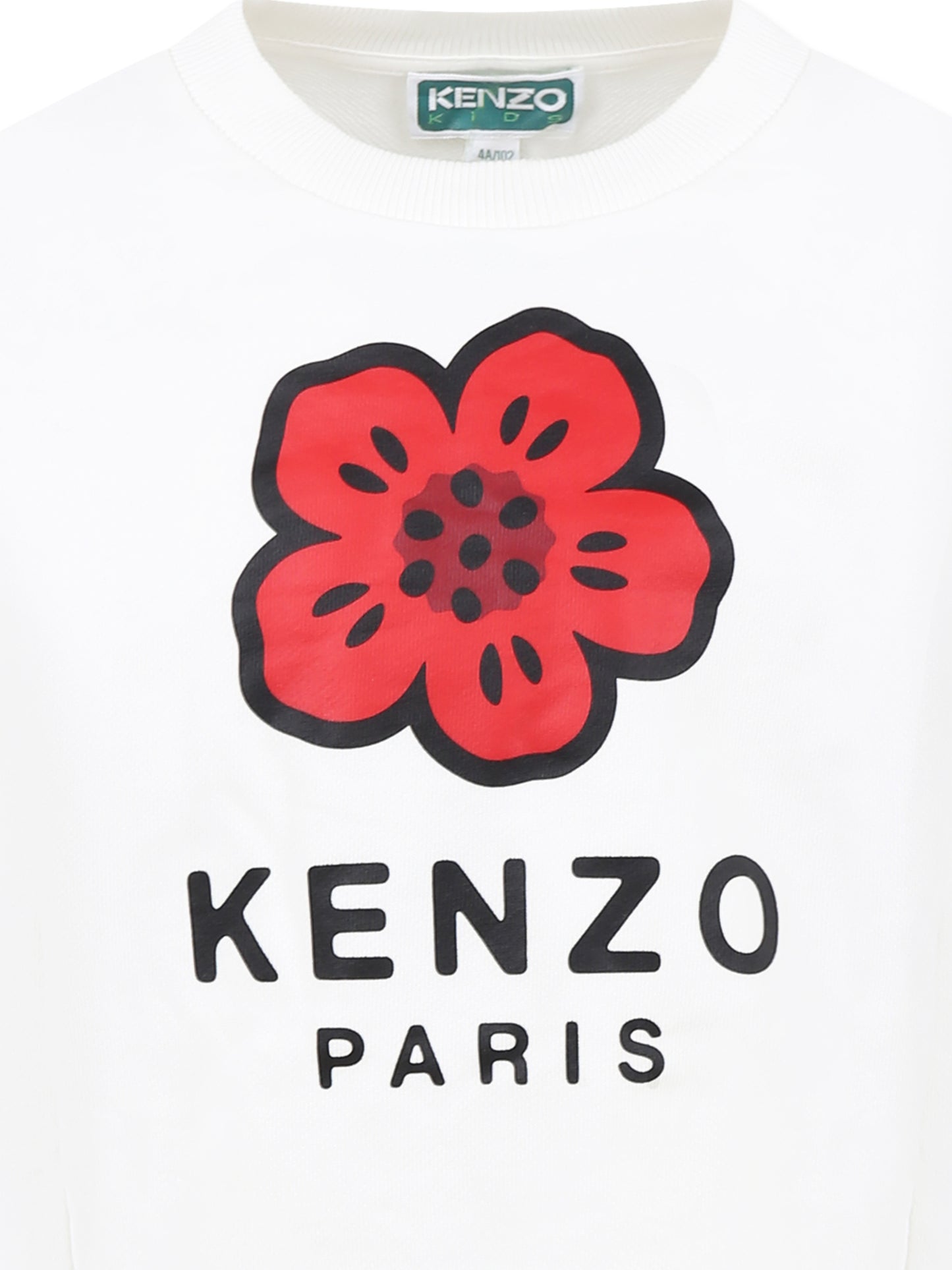 Felpa bianca per bambina con Boke Flower e logo nero,Kenzo Kids,K61047 117