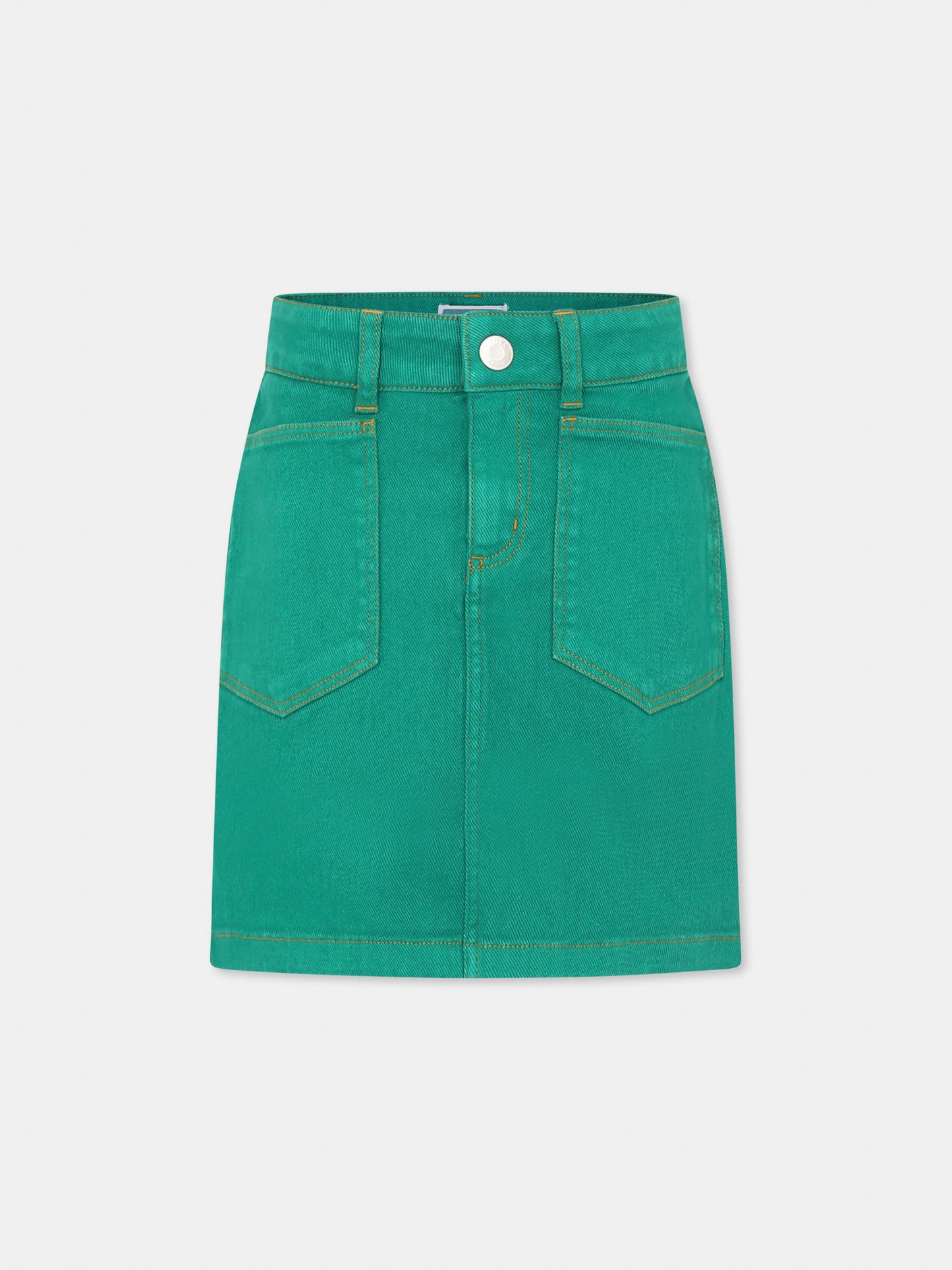 Gonna verde per bambina con logo