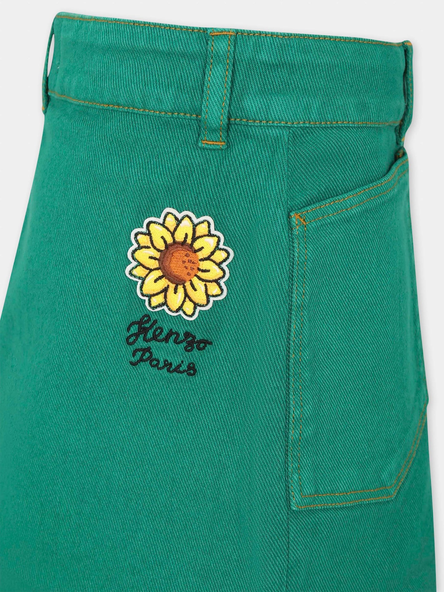 Gonna verde per bambina con logo