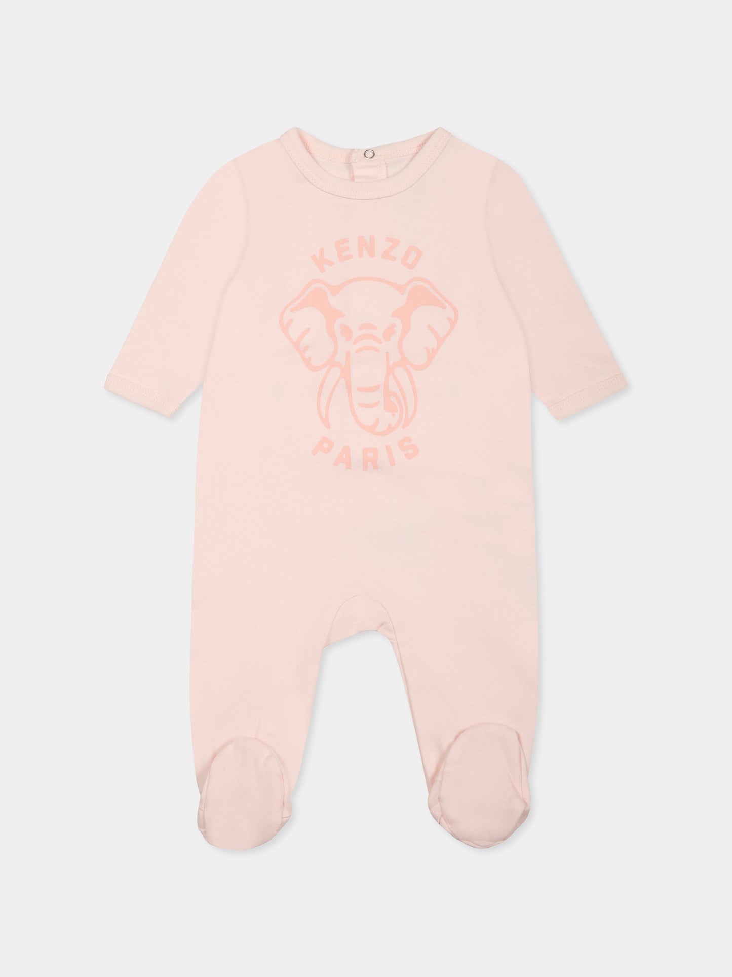 Set tutina rosa per neonata con elefante e logo,Kenzo Kids,K60866 47R
