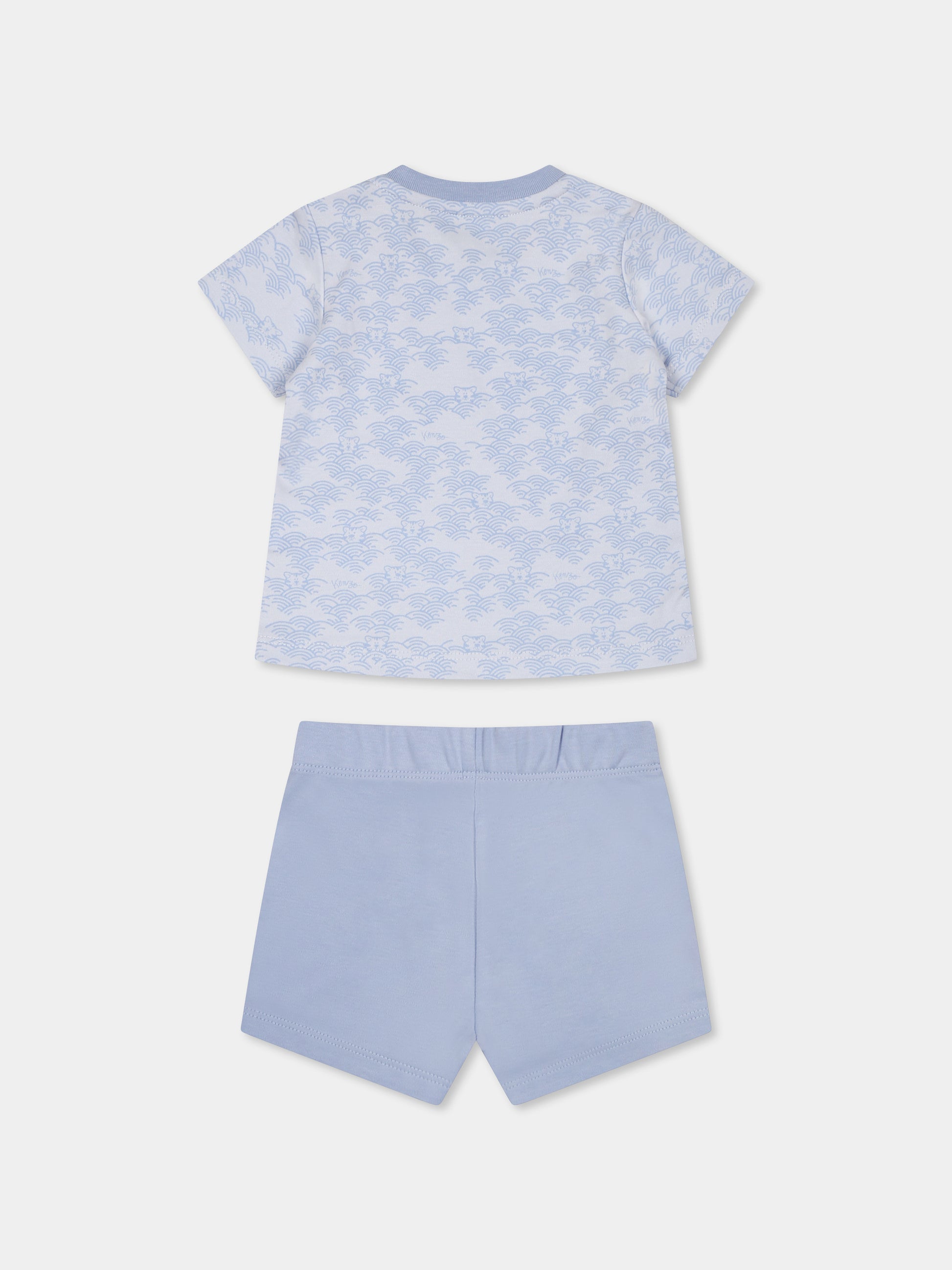 Completo celeste per neonato con tigre e logo,Kenzo Kids,K60857 771