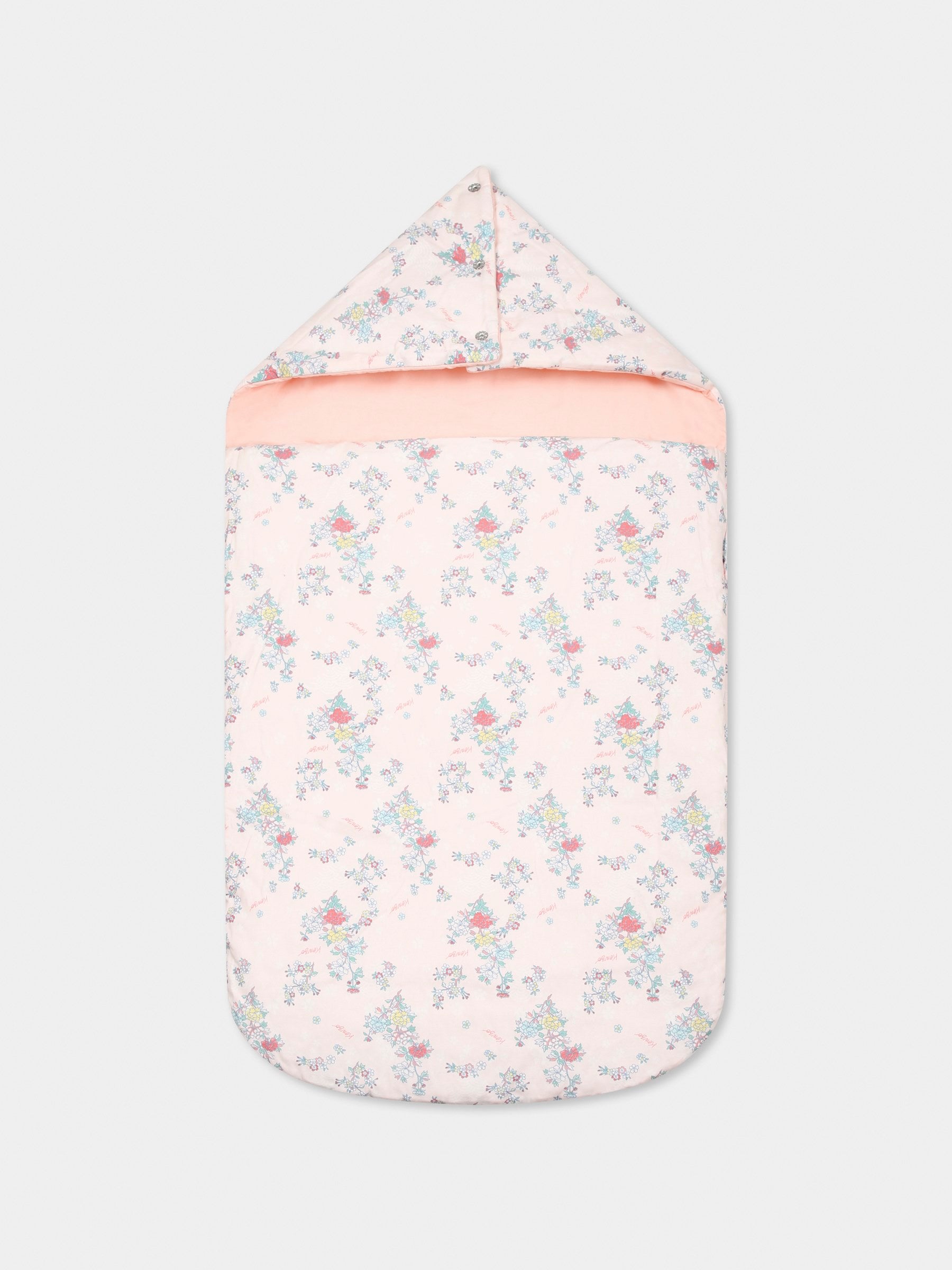 Sacco nanna rosa reversibile per neonata con stampa  floreale,Kenzo Kids,K60878 47R