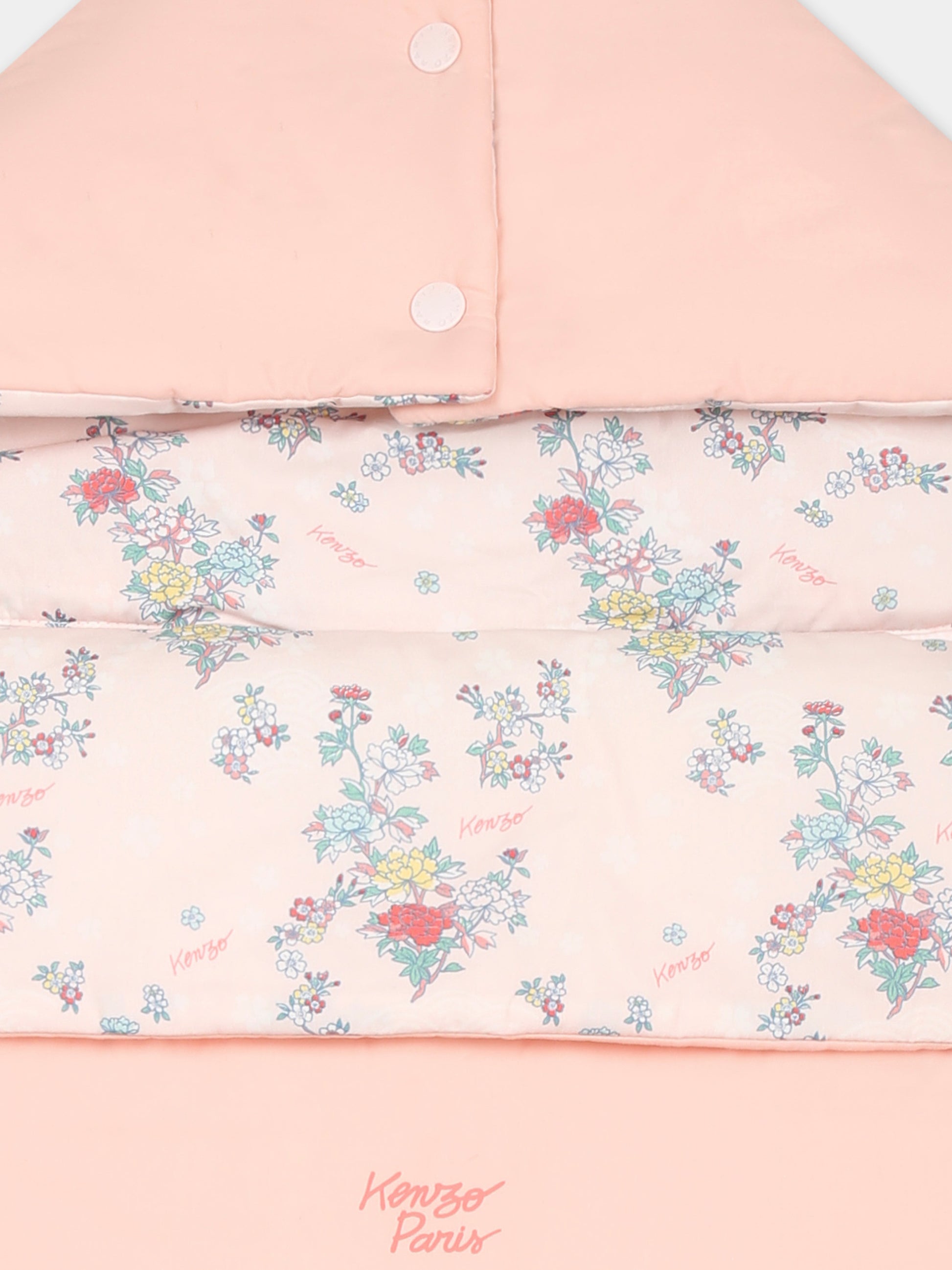 Sacco nanna rosa reversibile per neonata con stampa  floreale,Kenzo Kids,K60878 47R