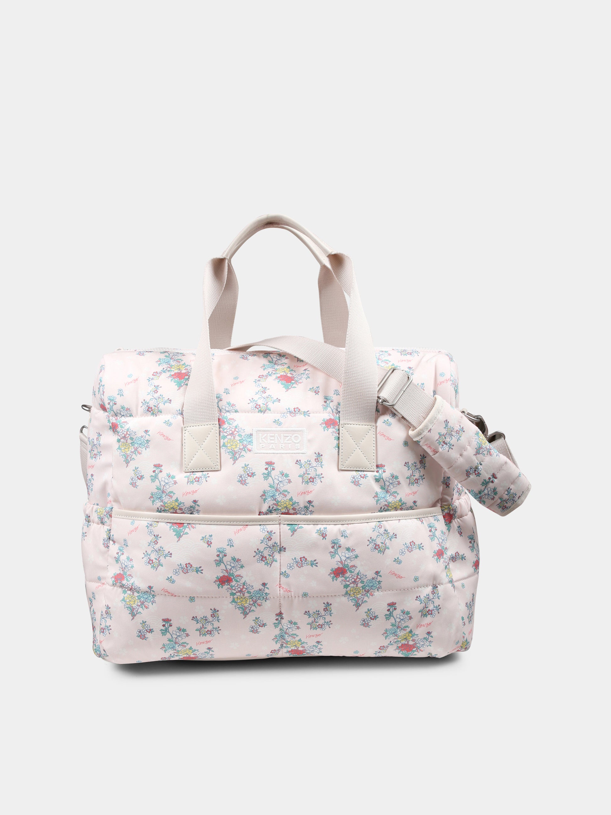 Borsa mamma rosa per neonata con logo e motivo floreale,Kenzo Kids,K60876 47R