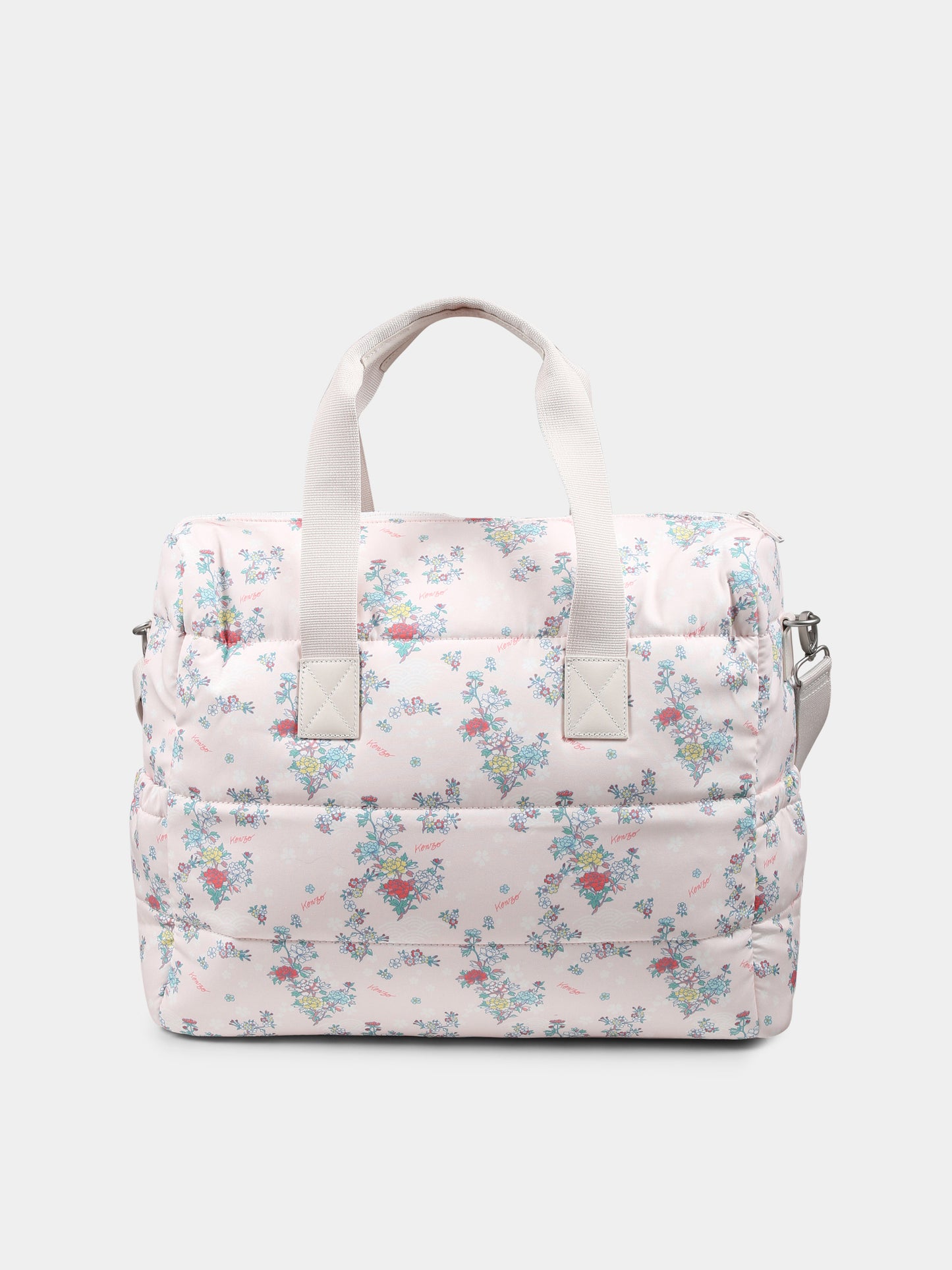 Borsa mamma rosa per neonata con logo e motivo floreale,Kenzo Kids,K60876 47R