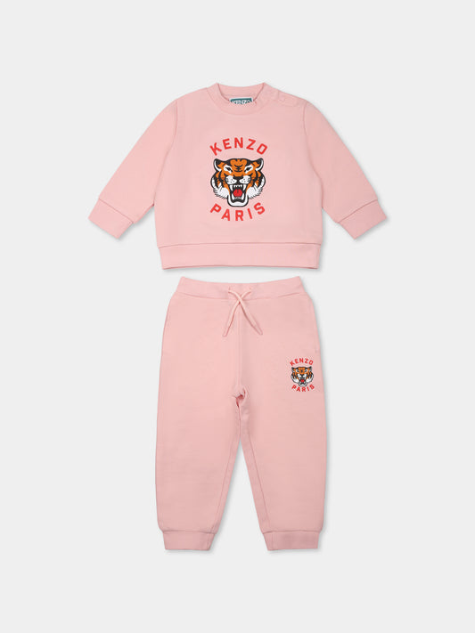 Completo rosa per neonata con Lucky Tiger