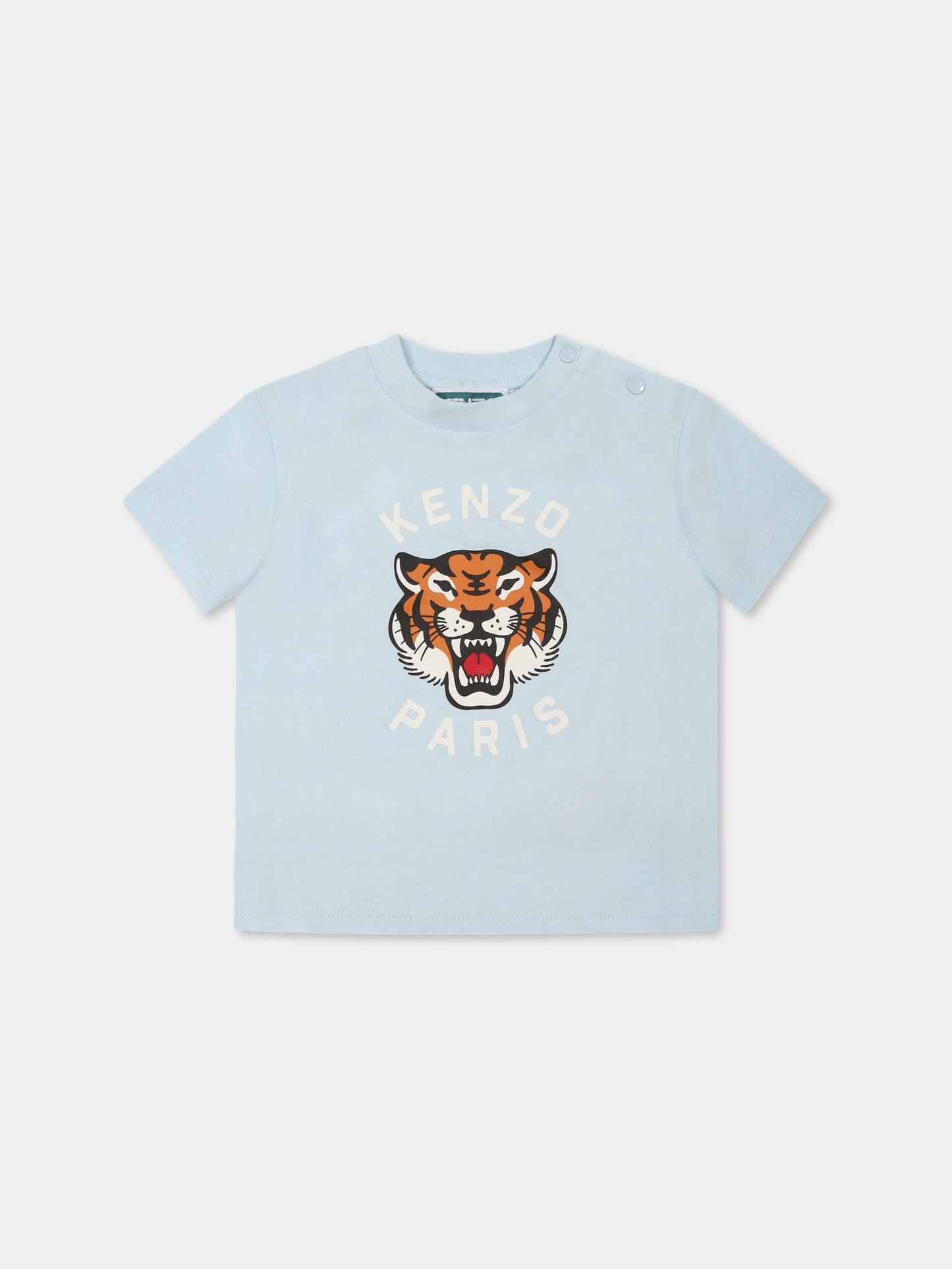 T-shirt celeste per neonato con tigre