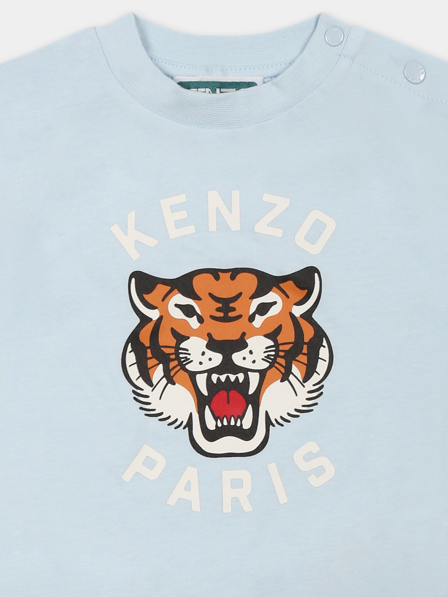 T-shirt celeste per neonato con tigre