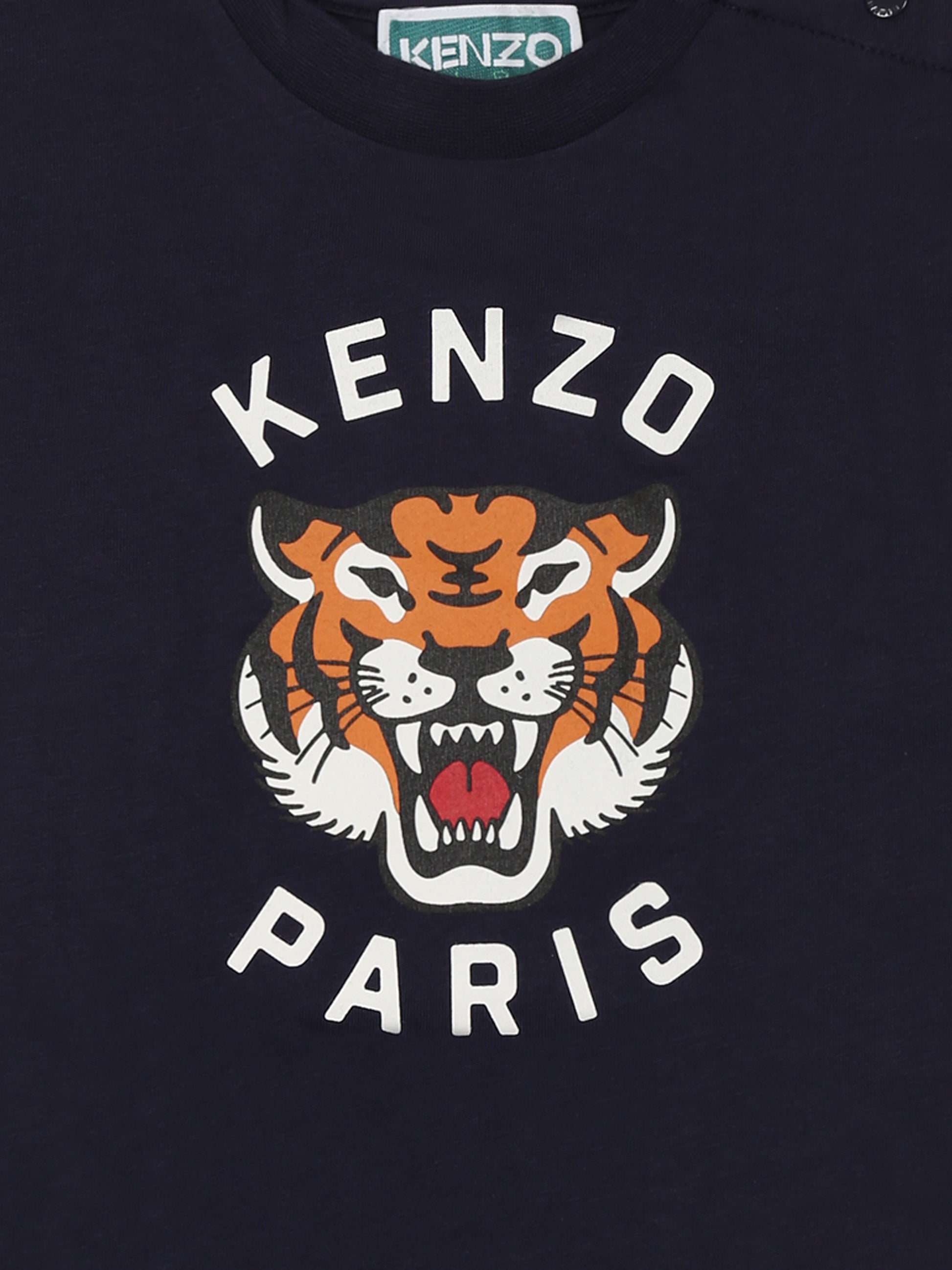 T-shirt blu per neonato con Lucky Tiger,Kenzo Kids,K60971 848