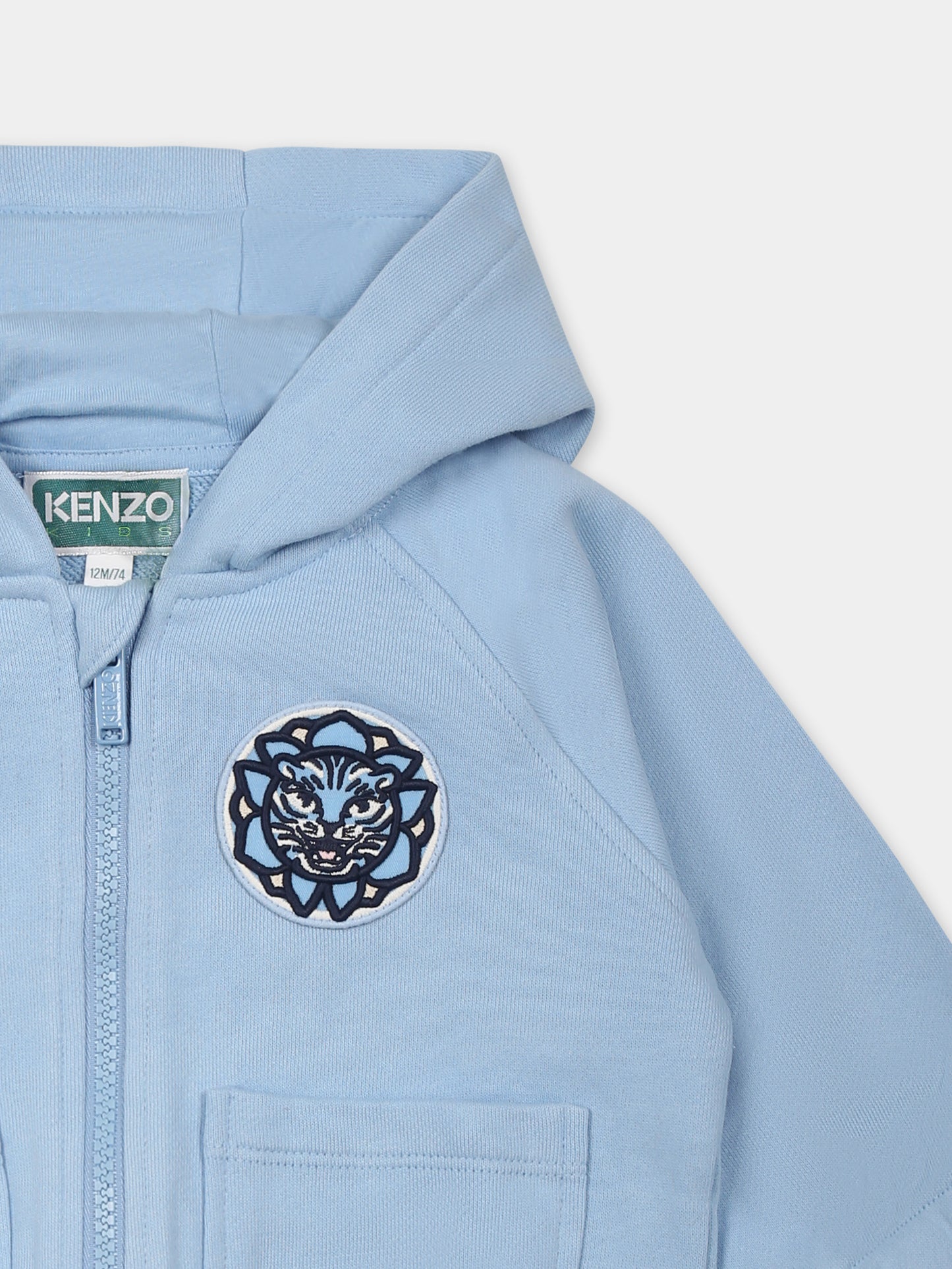 Felpa celeste per neonato con tigre