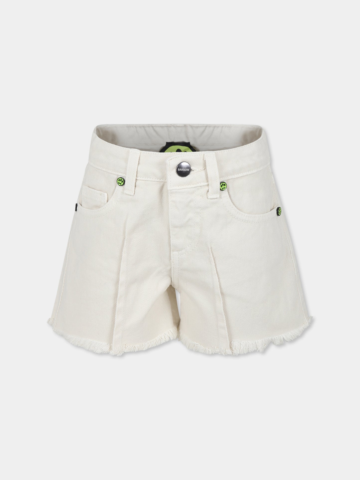 Shorts beige per bambina con smile,Barrow,S4BKJGSH047 013