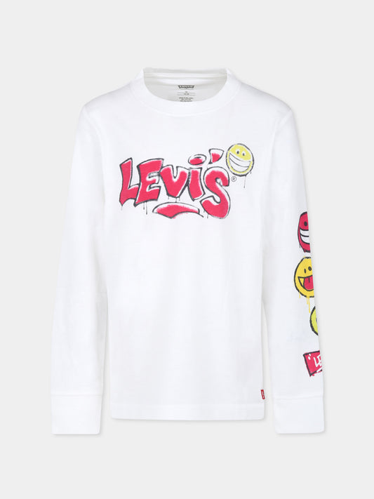 T-shirt bianca per bambini con logo e smile,Levi's Kids,23WLK9EJ2829EJ282 W1T