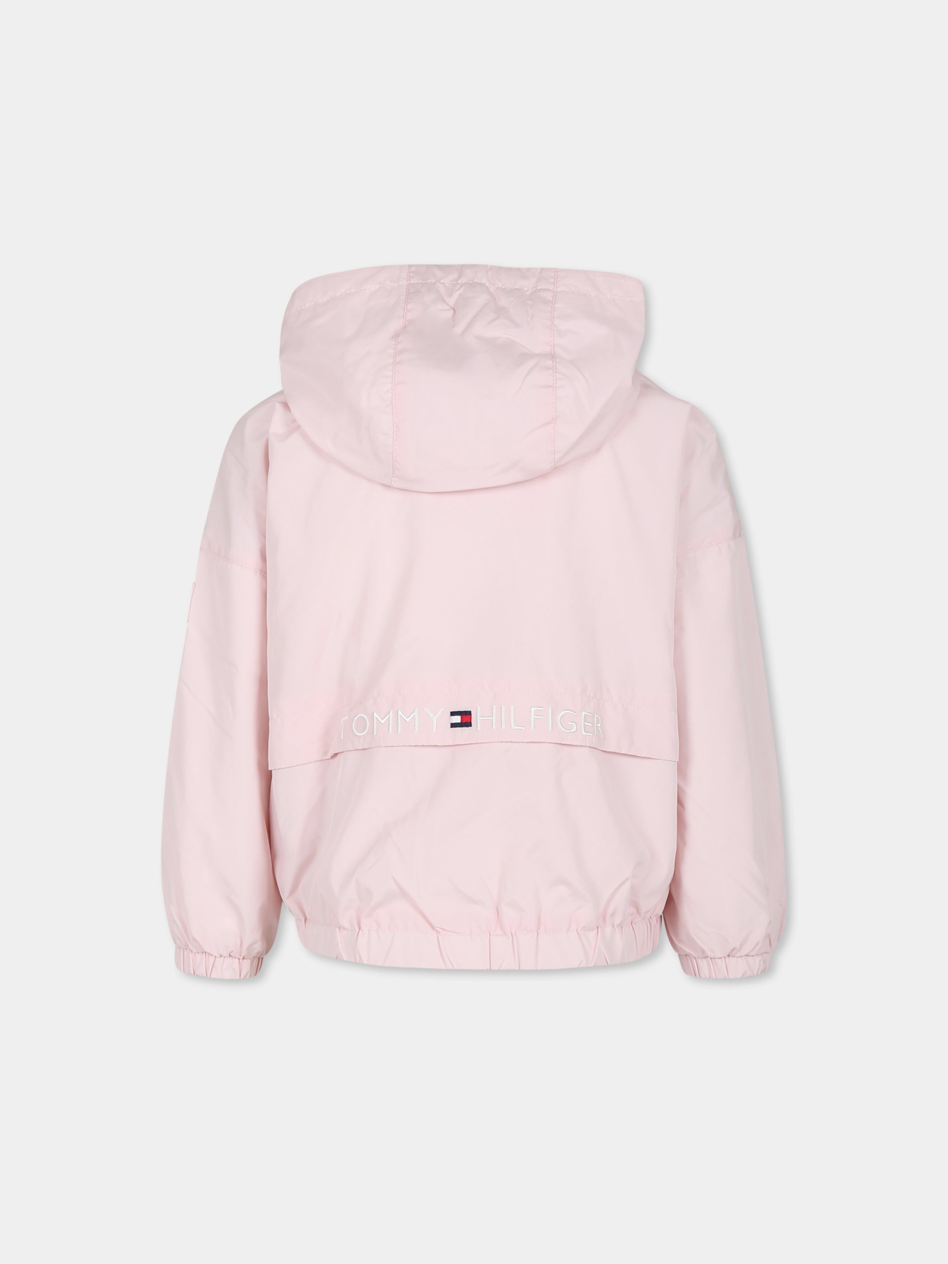Giacca a vento rosa per bambina con bandierina,Tommy Hilfiger Junior,24SMTHKG0KG07797 TJQ