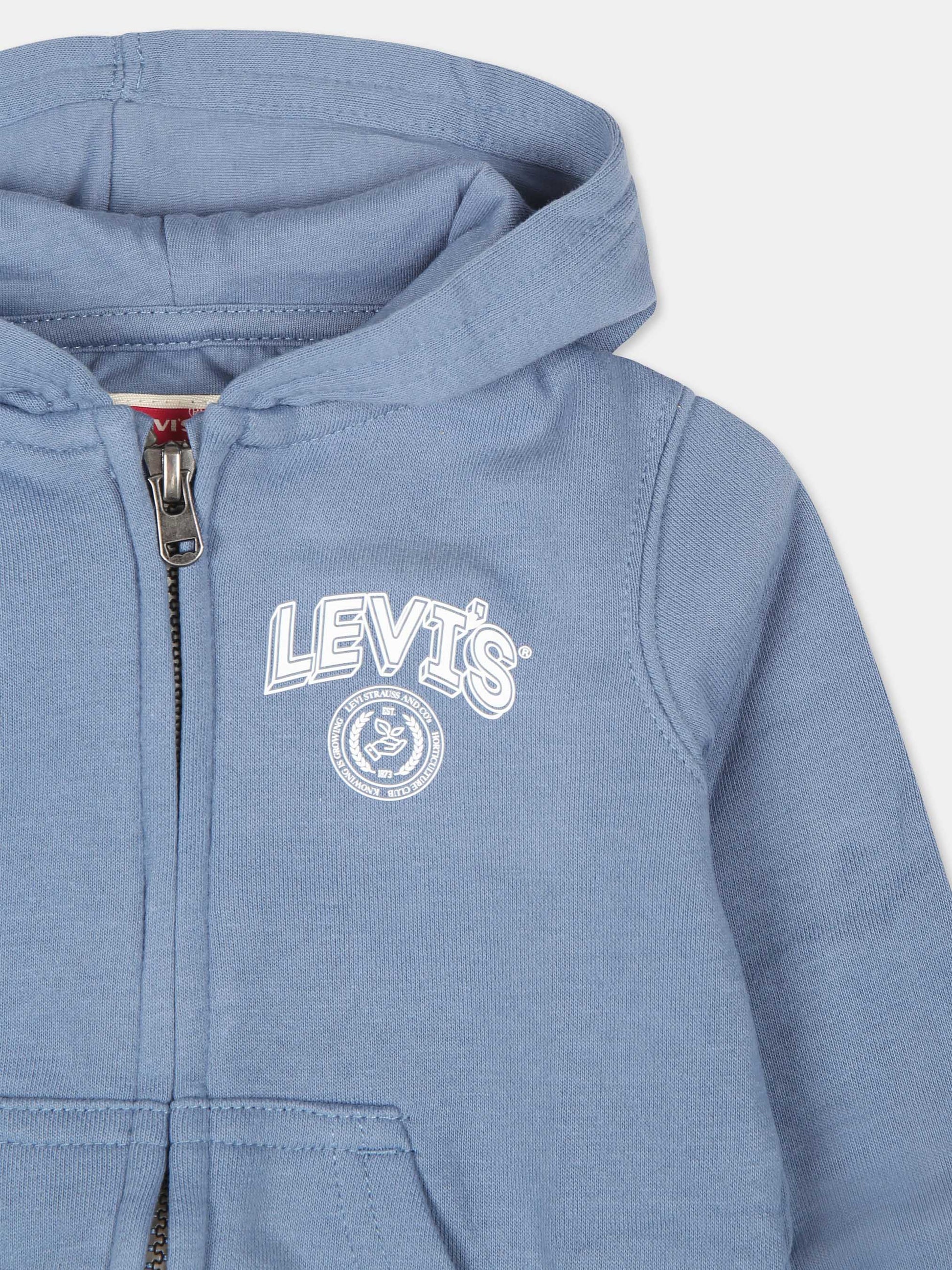 Felpa celeste per neonato con logo,Levi's Kids,24SLK6EK793 BIA