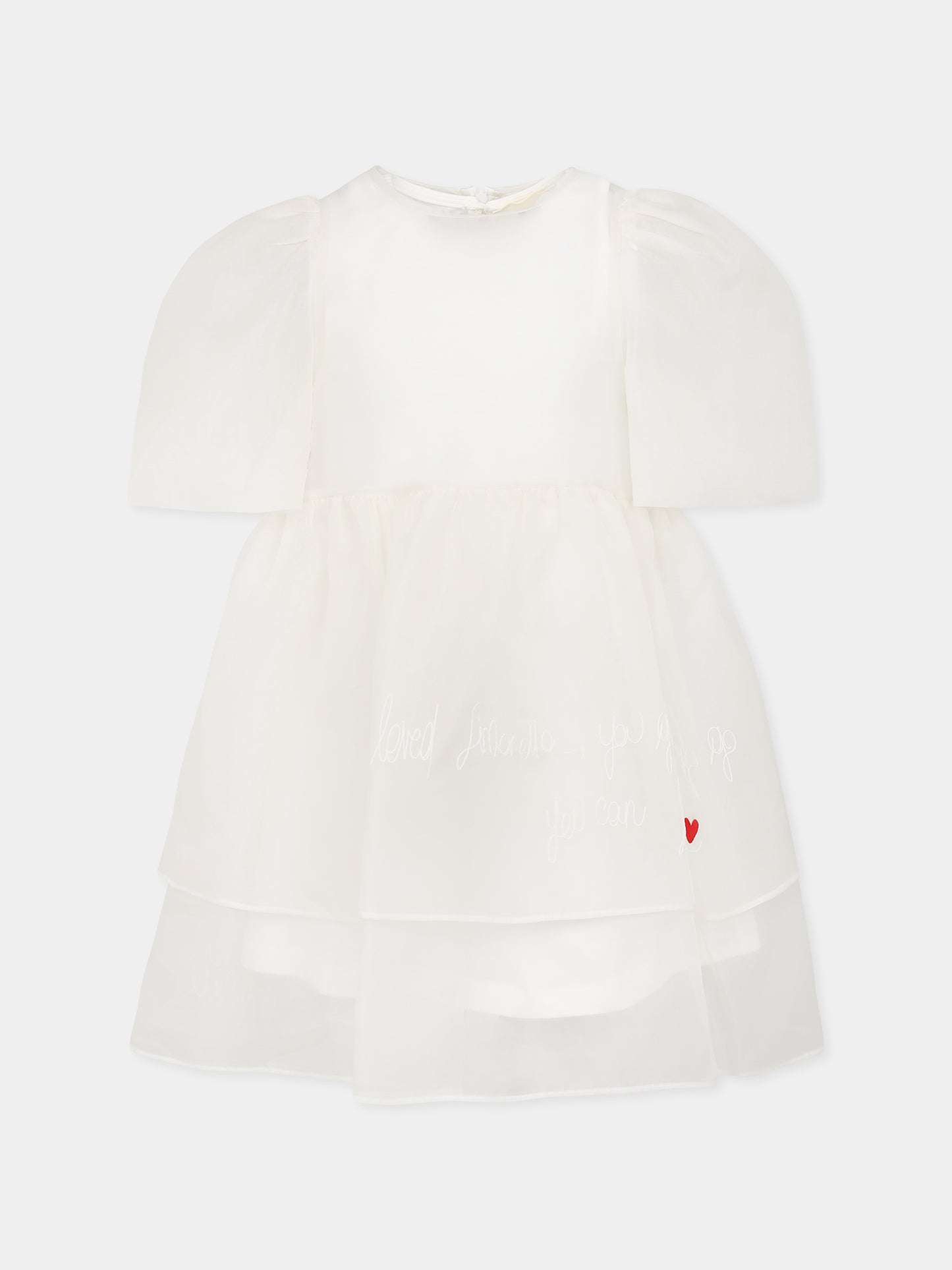 Vestito bianco per bambina con scritta e cuore