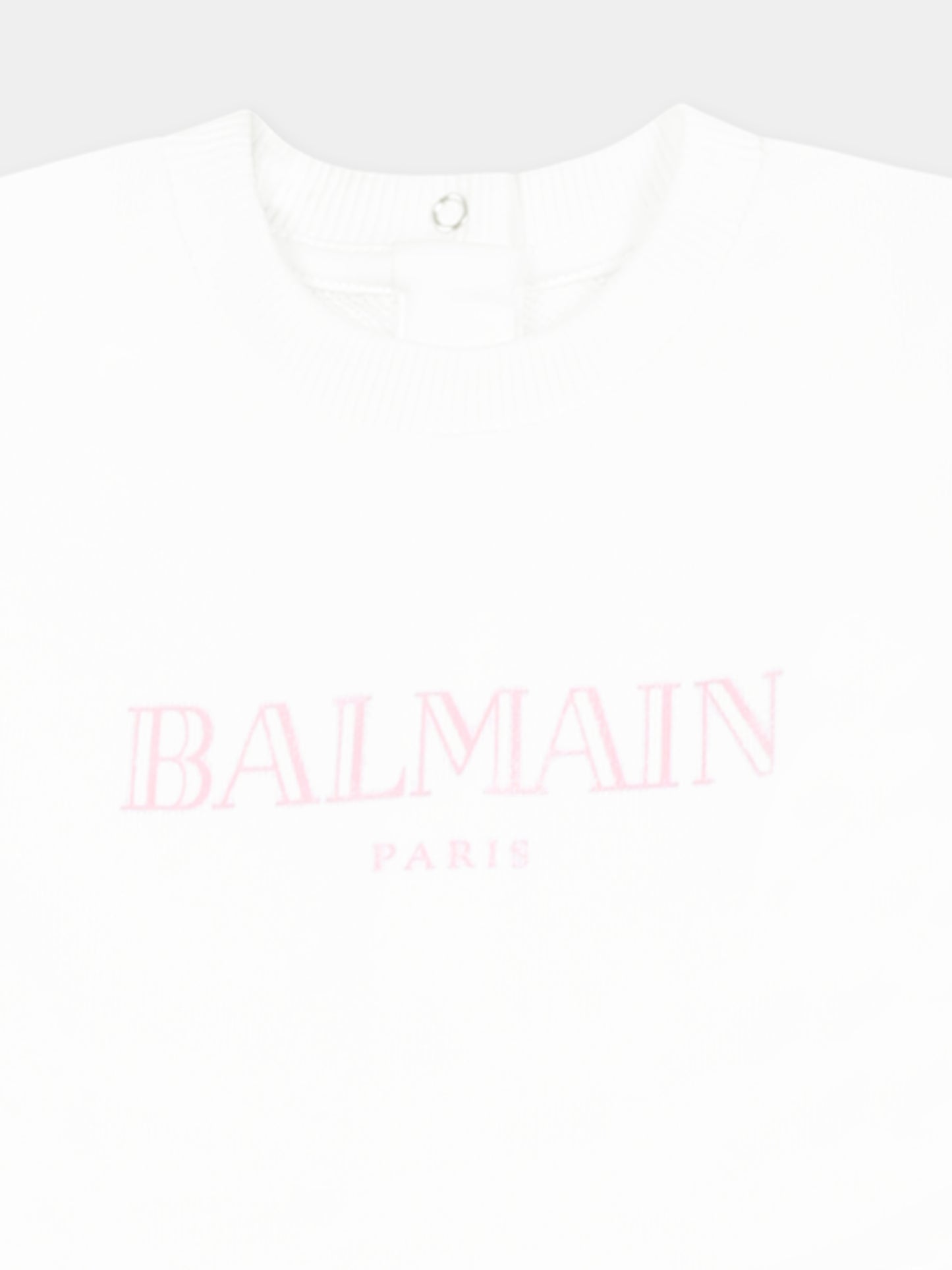 Vestito bianco per neonata con logo,Balmain Kids,BW1000 Z0114 100RS