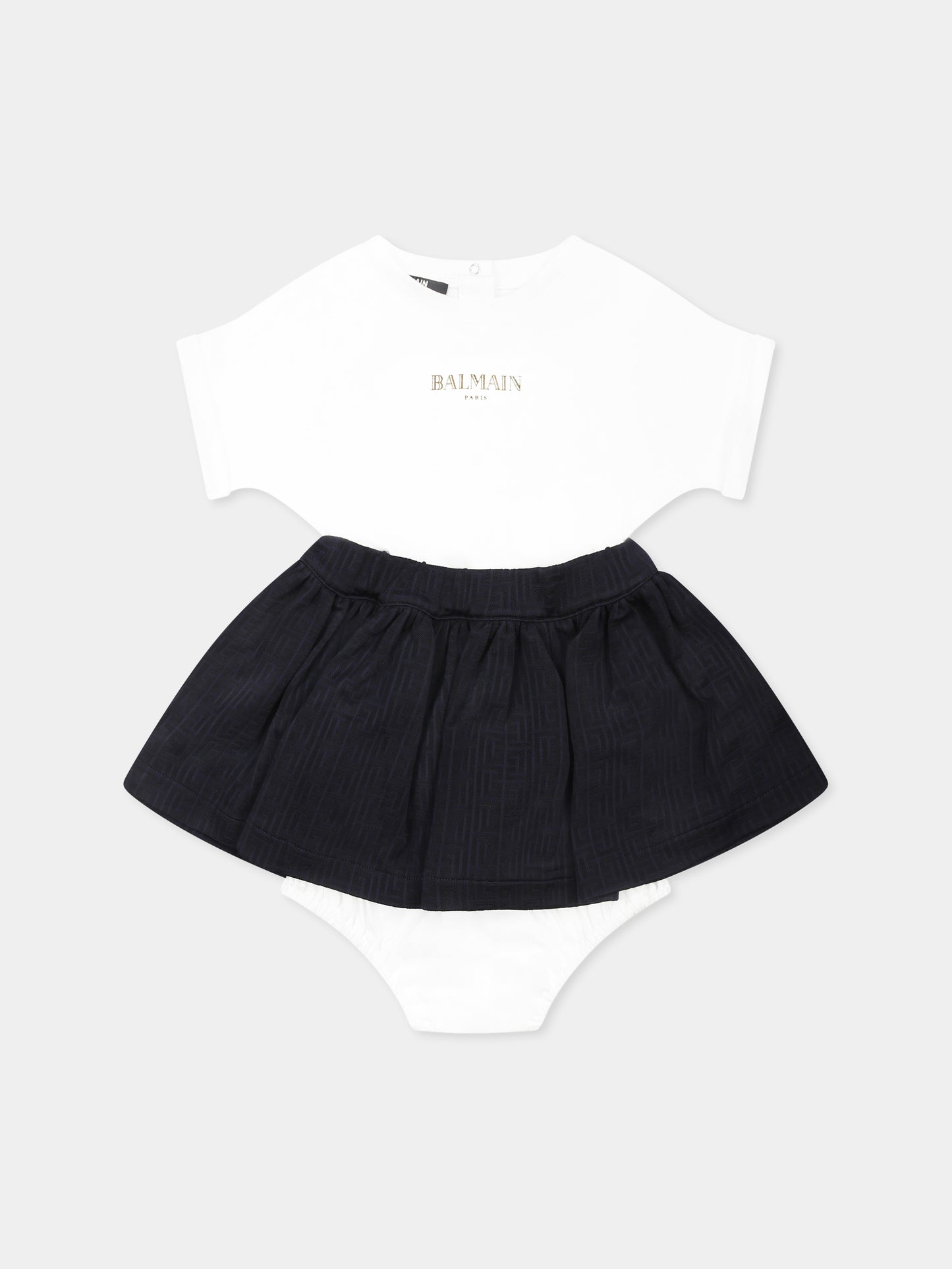 Vestito bianco per neonata con iconico labirinto e logo