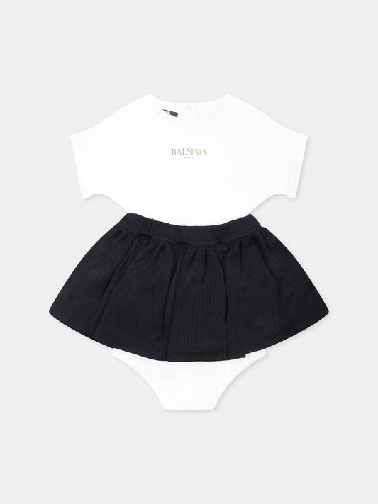 Vestito bianco per neonata con iconico labirinto e logo