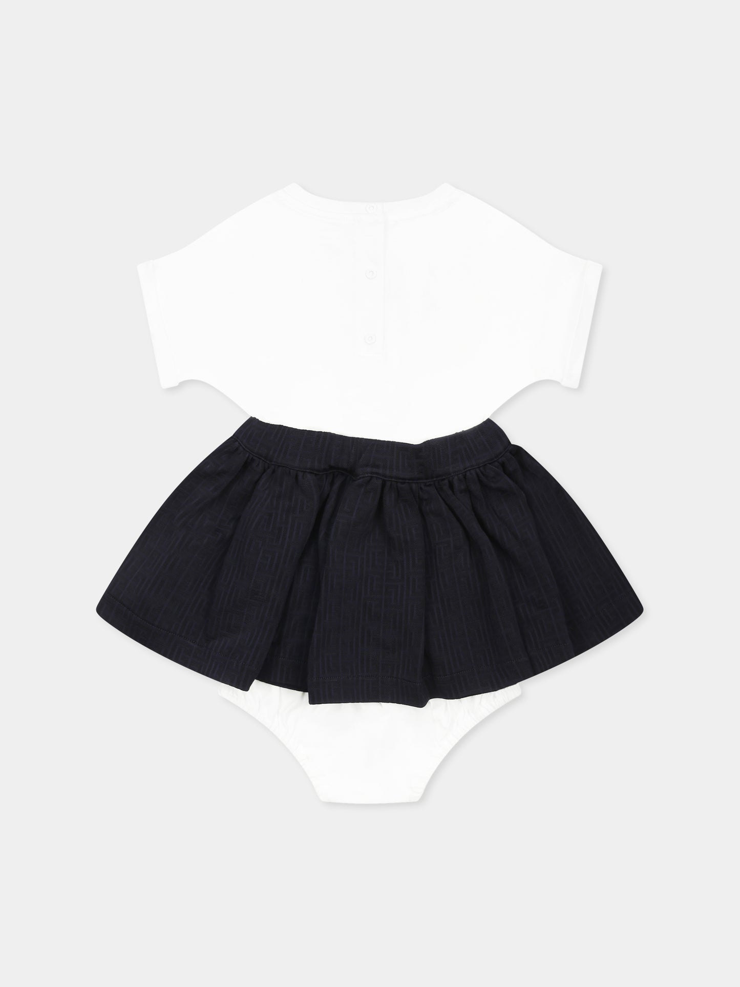 Vestito bianco per neonata con iconico labirinto e logo
