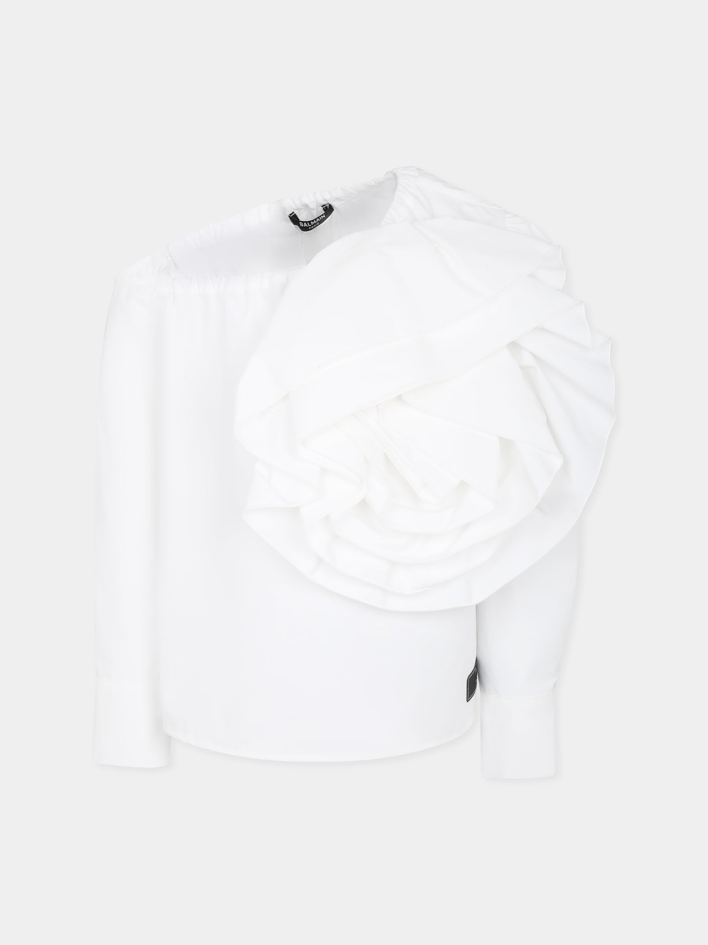 Top bianco per bambina con fiore