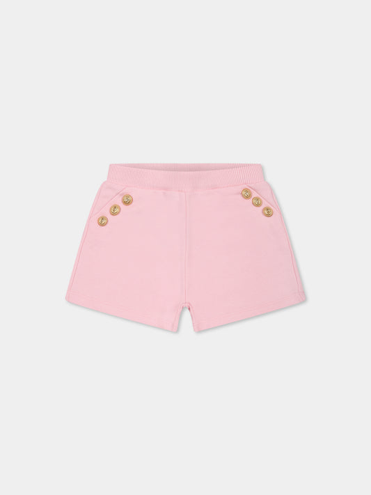 Shorts rosa per neonata con iconici bottoni
