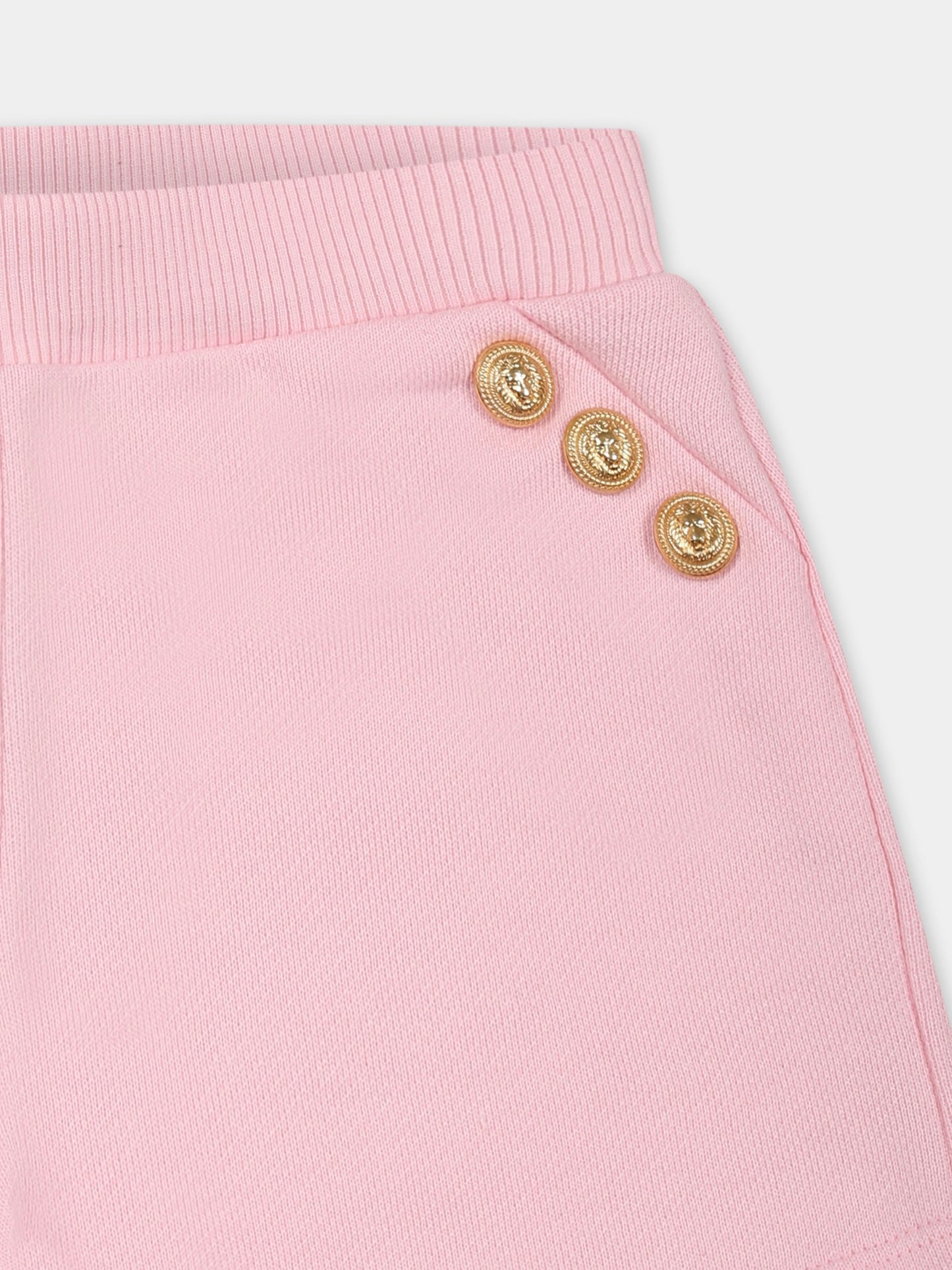 Shorts rosa per neonata con iconici bottoni