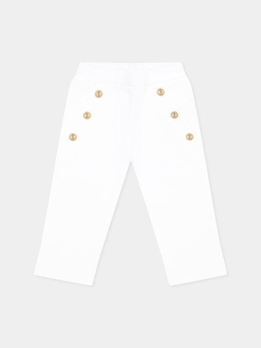 Pantaloni bianchi per neonata,Balmain Kids,BW6060 Z0081 100OR