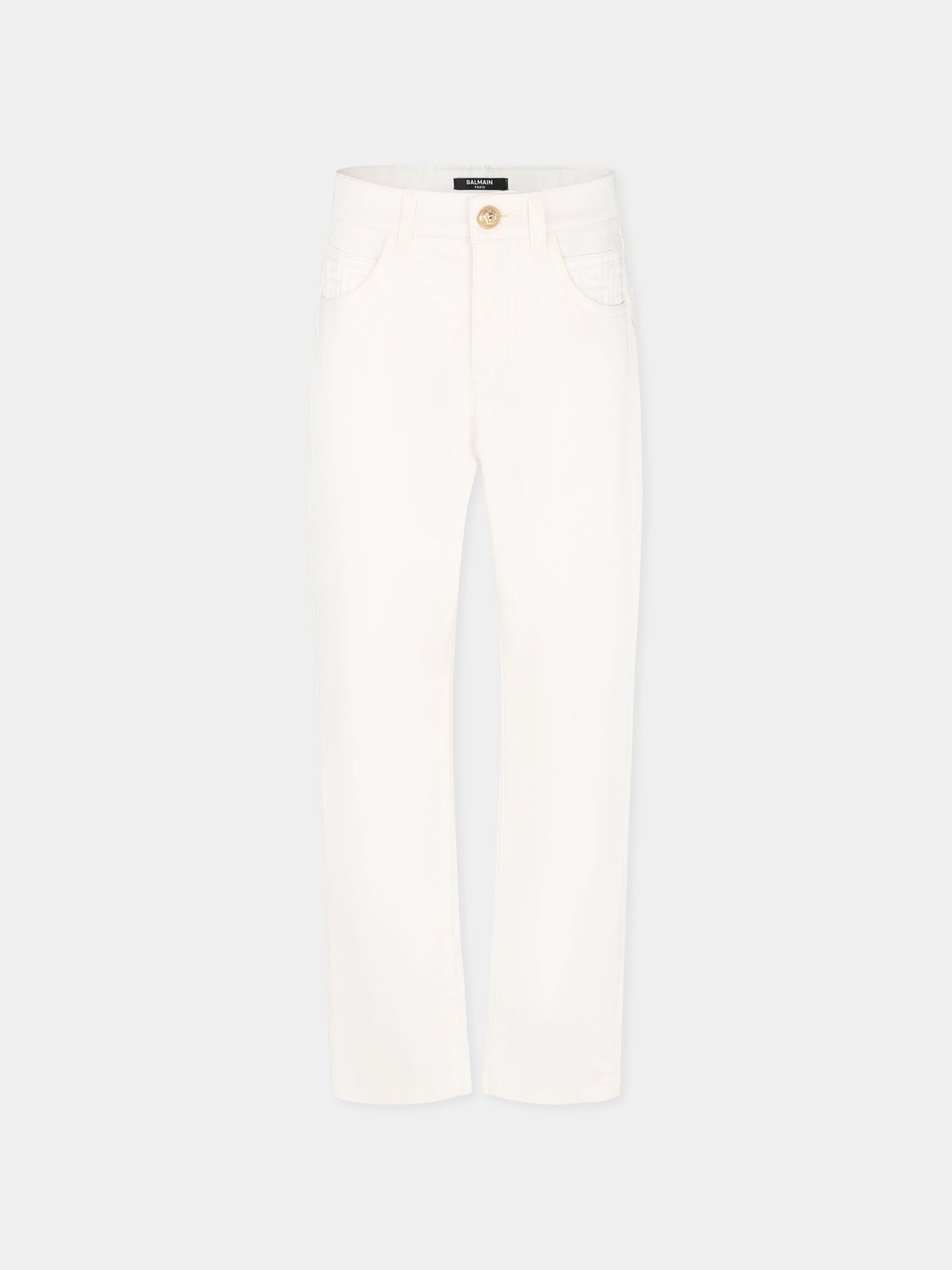 Pantaloni avorio per bambino con iconico labirinto