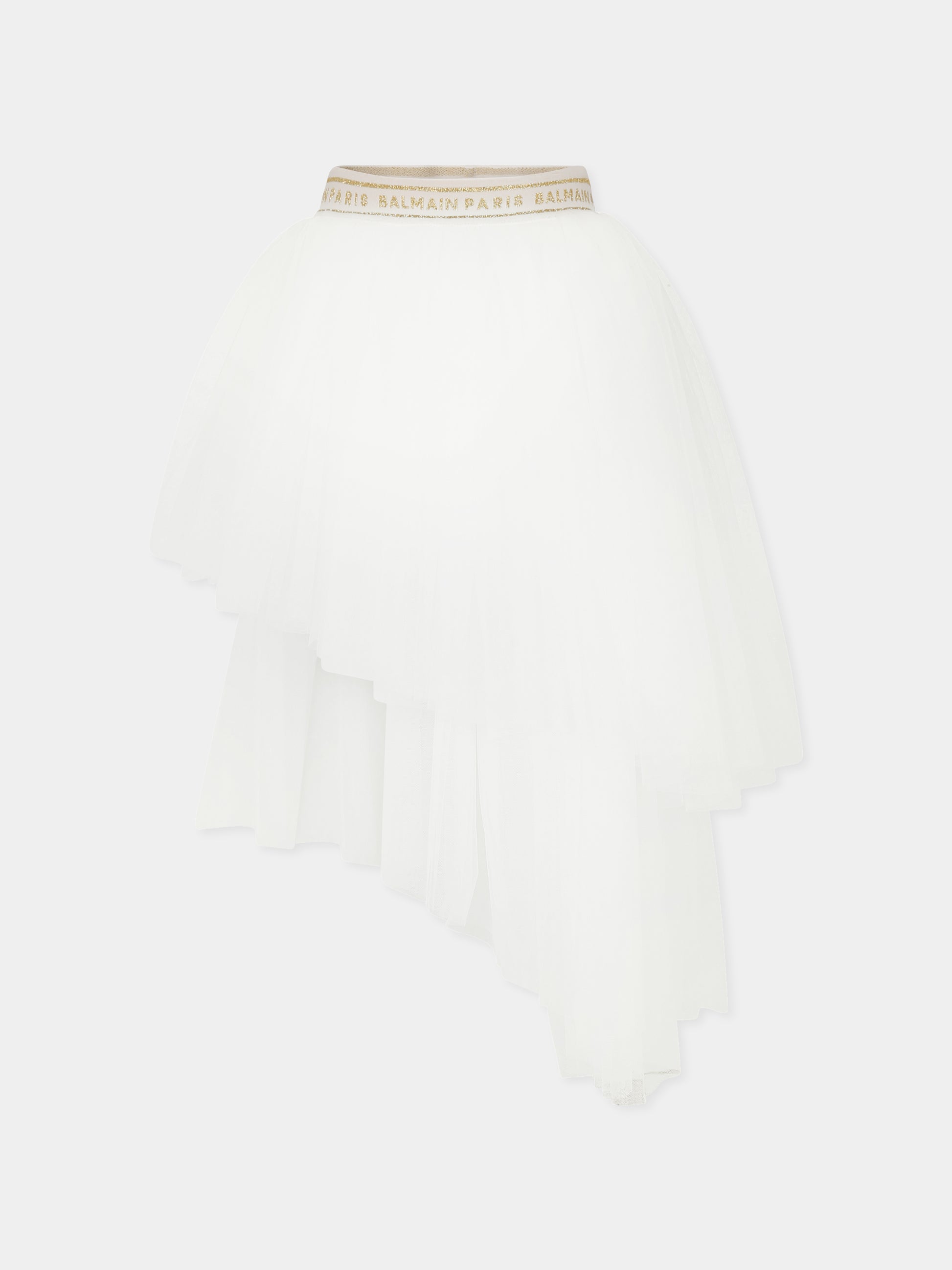 Gonna bianca per bambina con logo,Balmain Kids,BW7A11 T0002 102OR