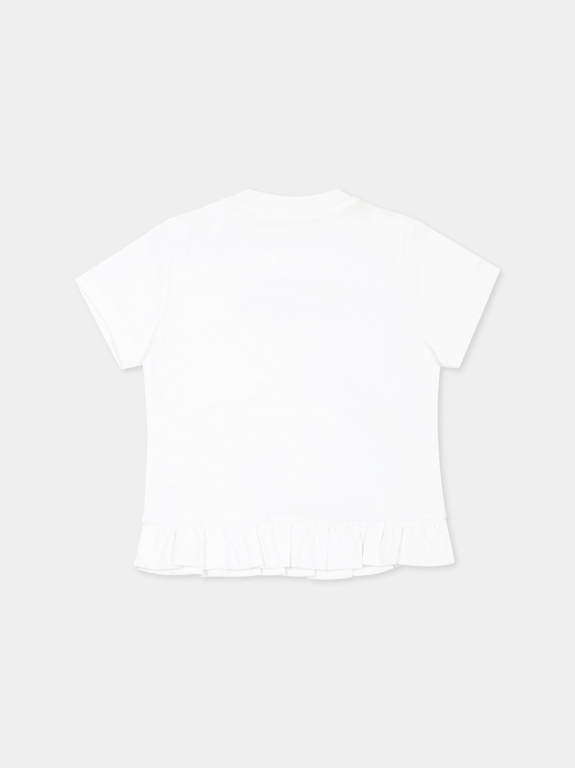 T-shirt bianca per neonata con logo dorato,Balmain Kids,BW8051 Z0082 100OR