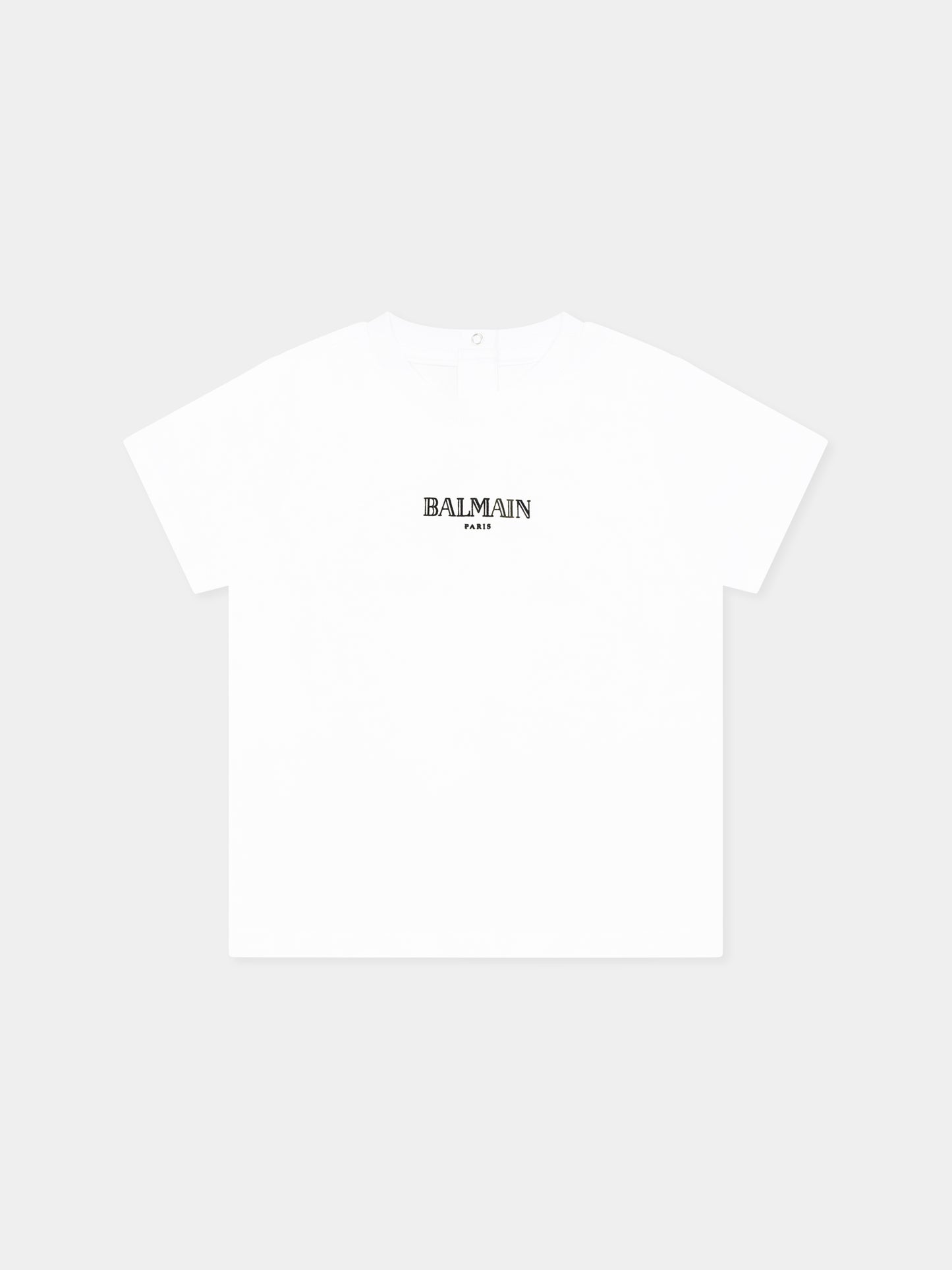 T-shirt bianca per neonati con logo,Balmain Kids,BW8601 Z1751 100NE