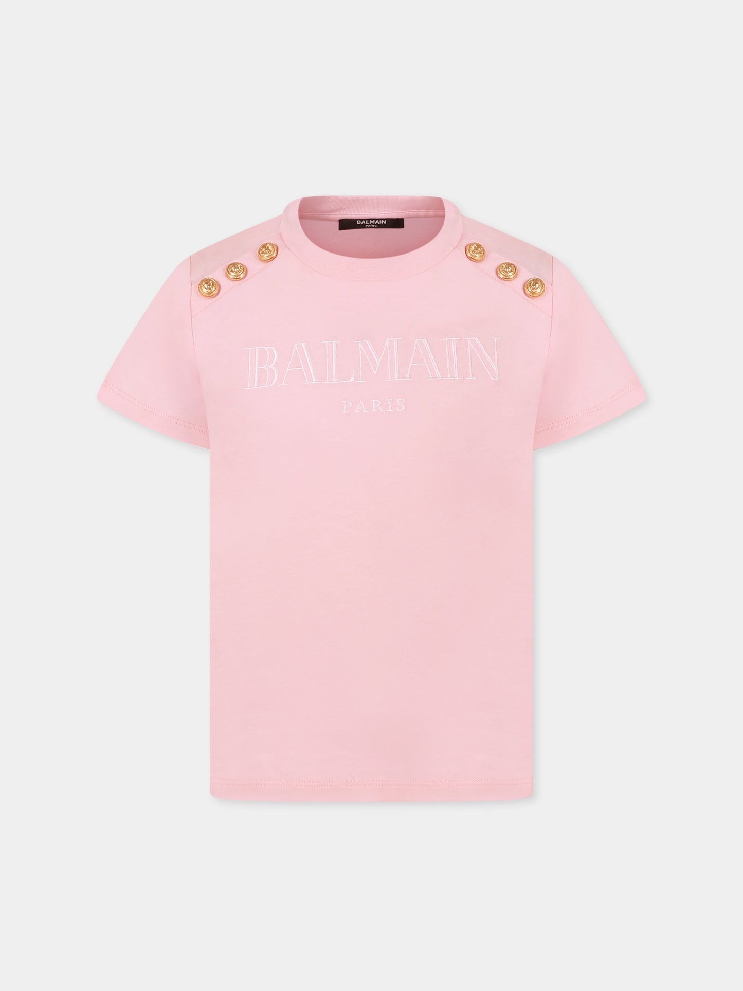 T-shirt rosa per bambina con logo