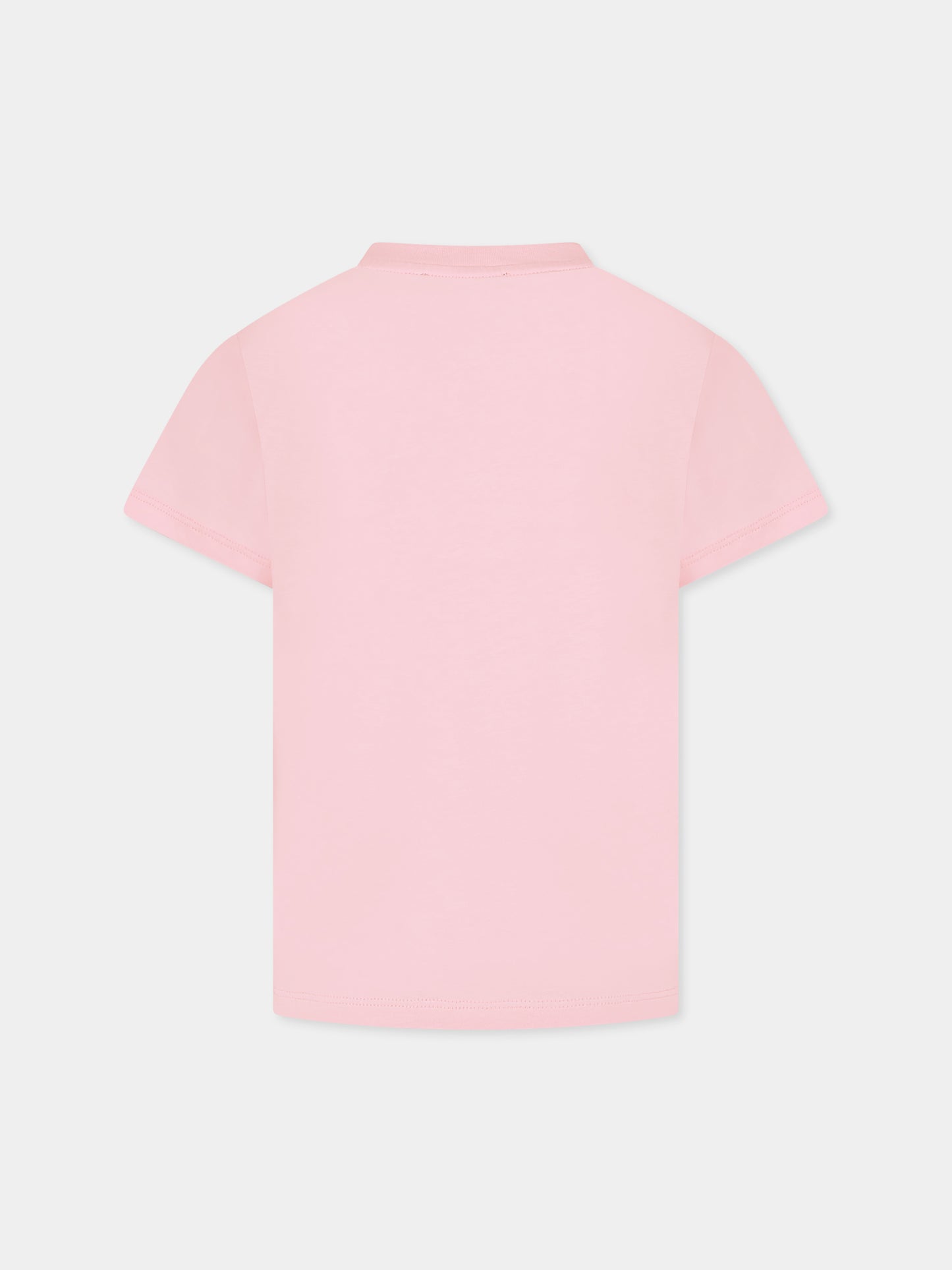 T-shirt rosa per bambina con logo