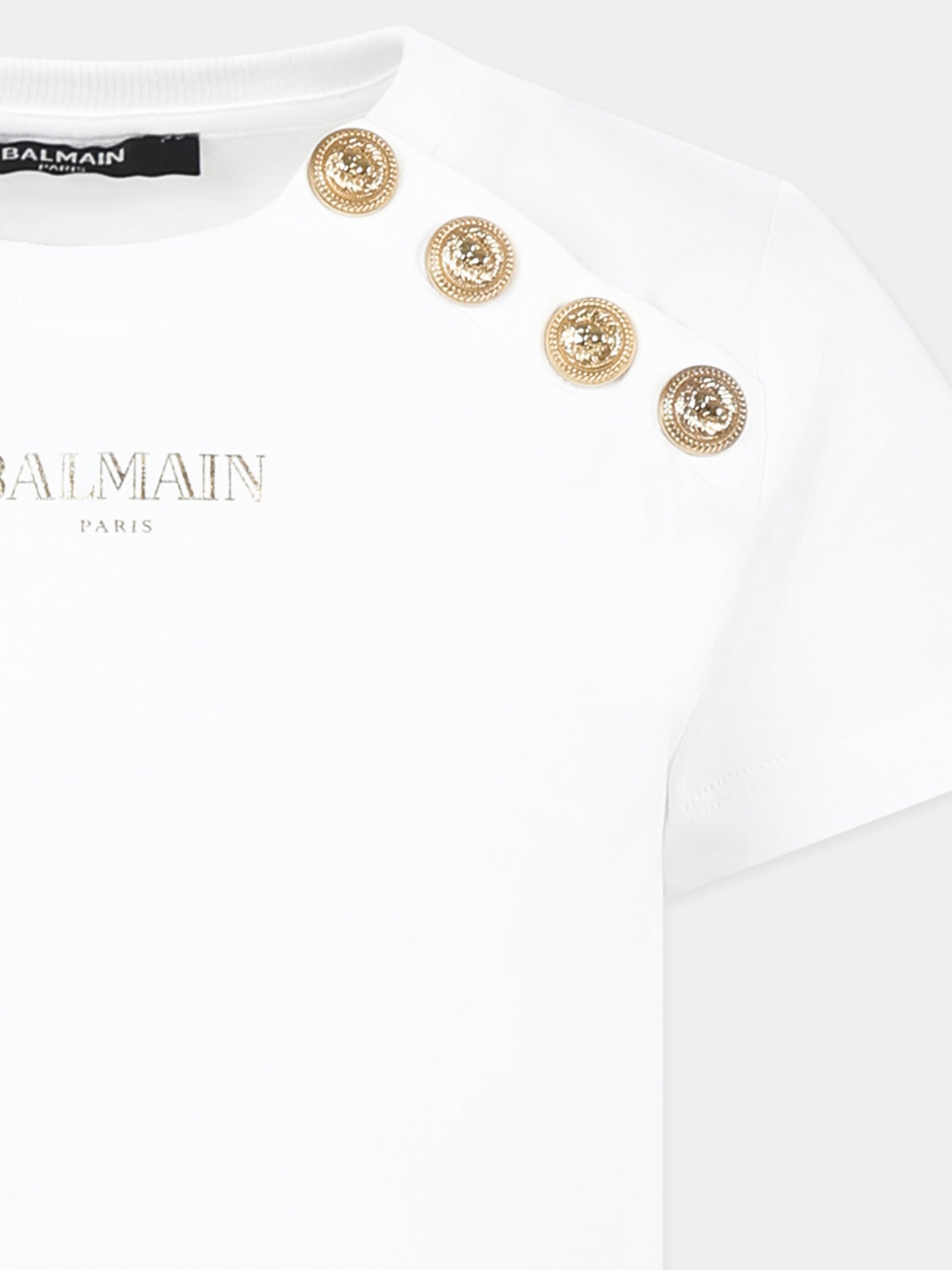 T-shirt bianca per bambina con logo dorato
