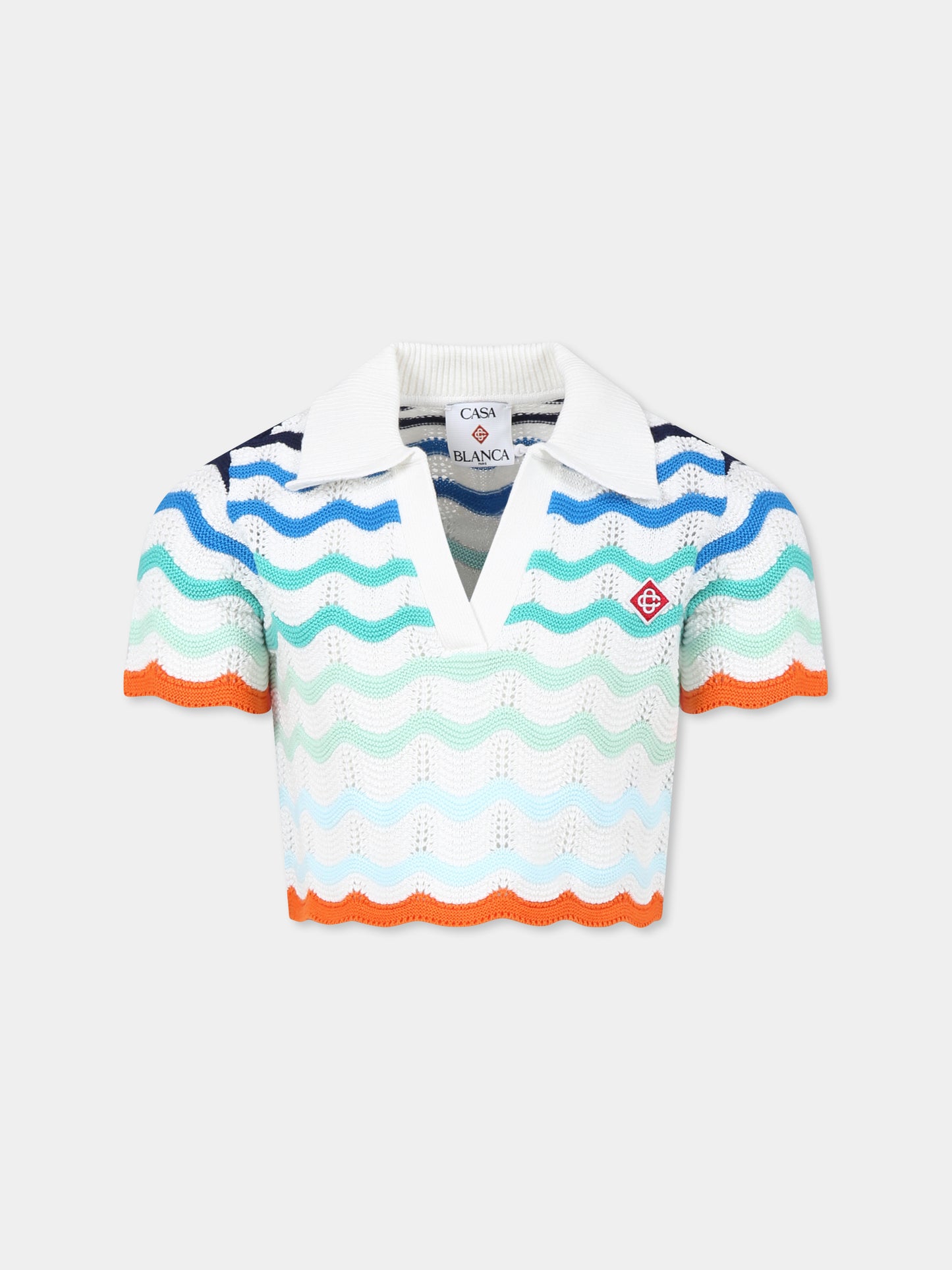 Maglione crop multicolor per bambina con logo,Casablanca,KS25 KW 977 01 EX