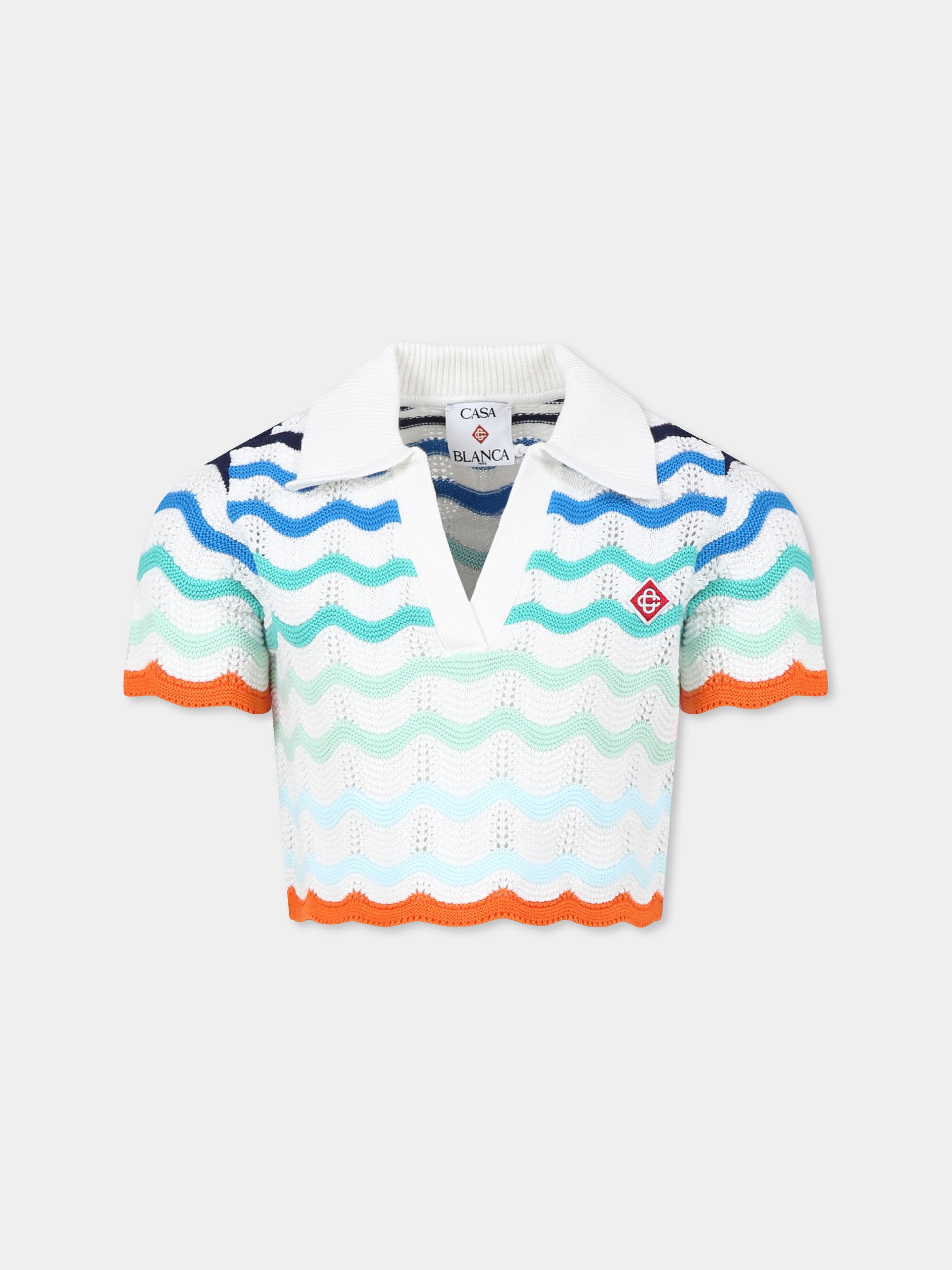 Maglione crop multicolor per bambina con logo,Casablanca,KS25 KW 977 01 EX