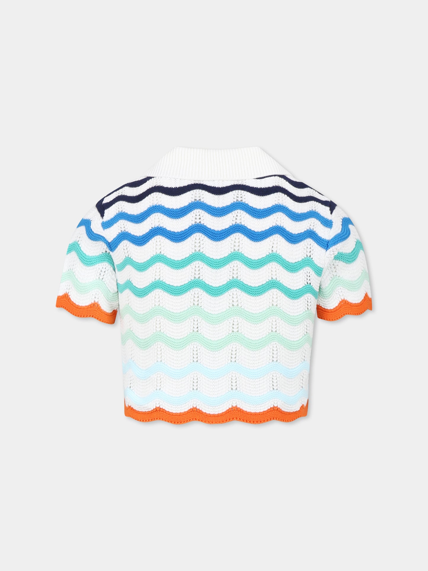 Maglione crop multicolor per bambina con logo,Casablanca,KS25 KW 977 01 EX