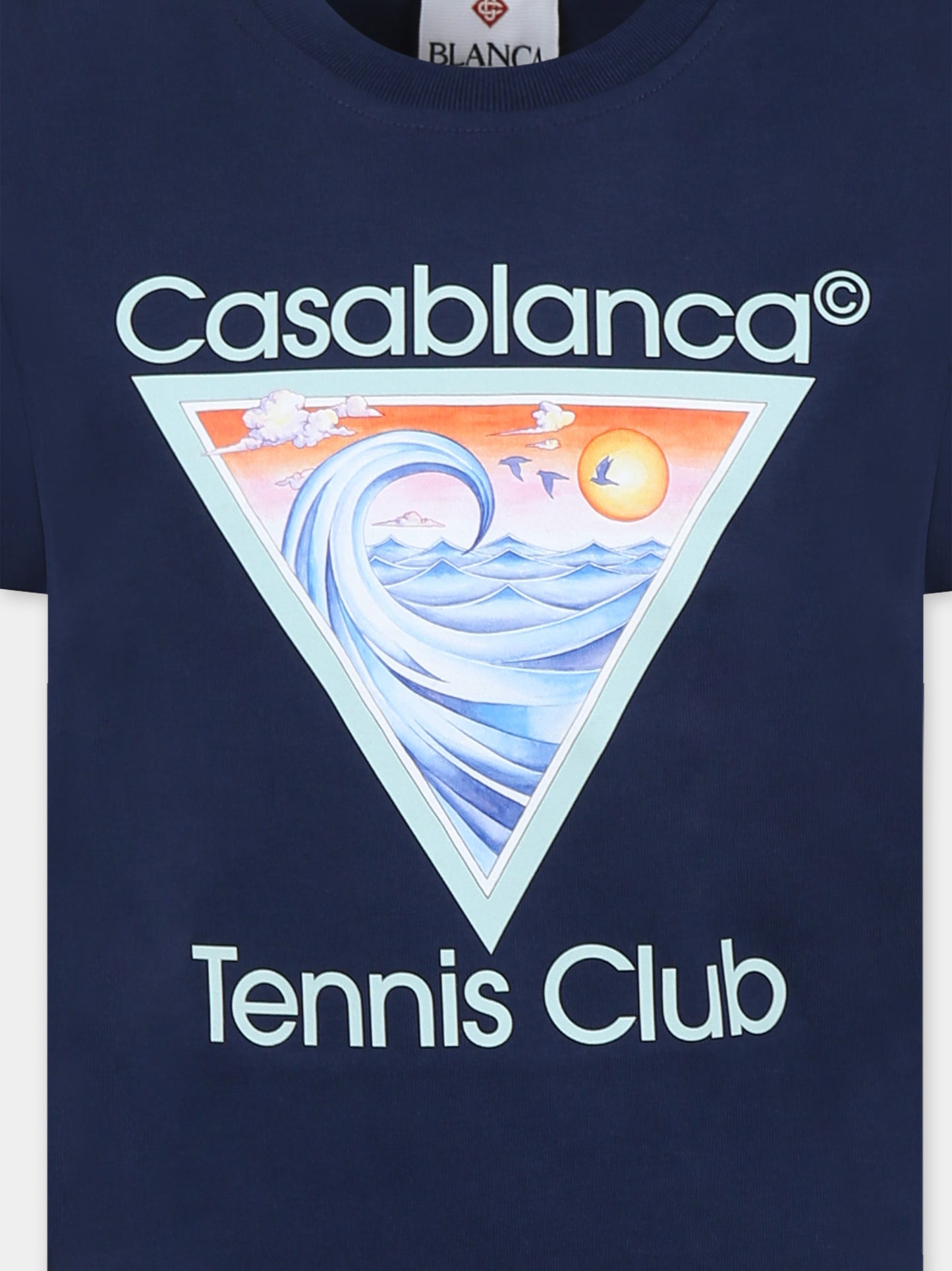 T-shirt blu per bambini con stampa Tennis Club,Casablanca,KS25 JTS 038 03 EX